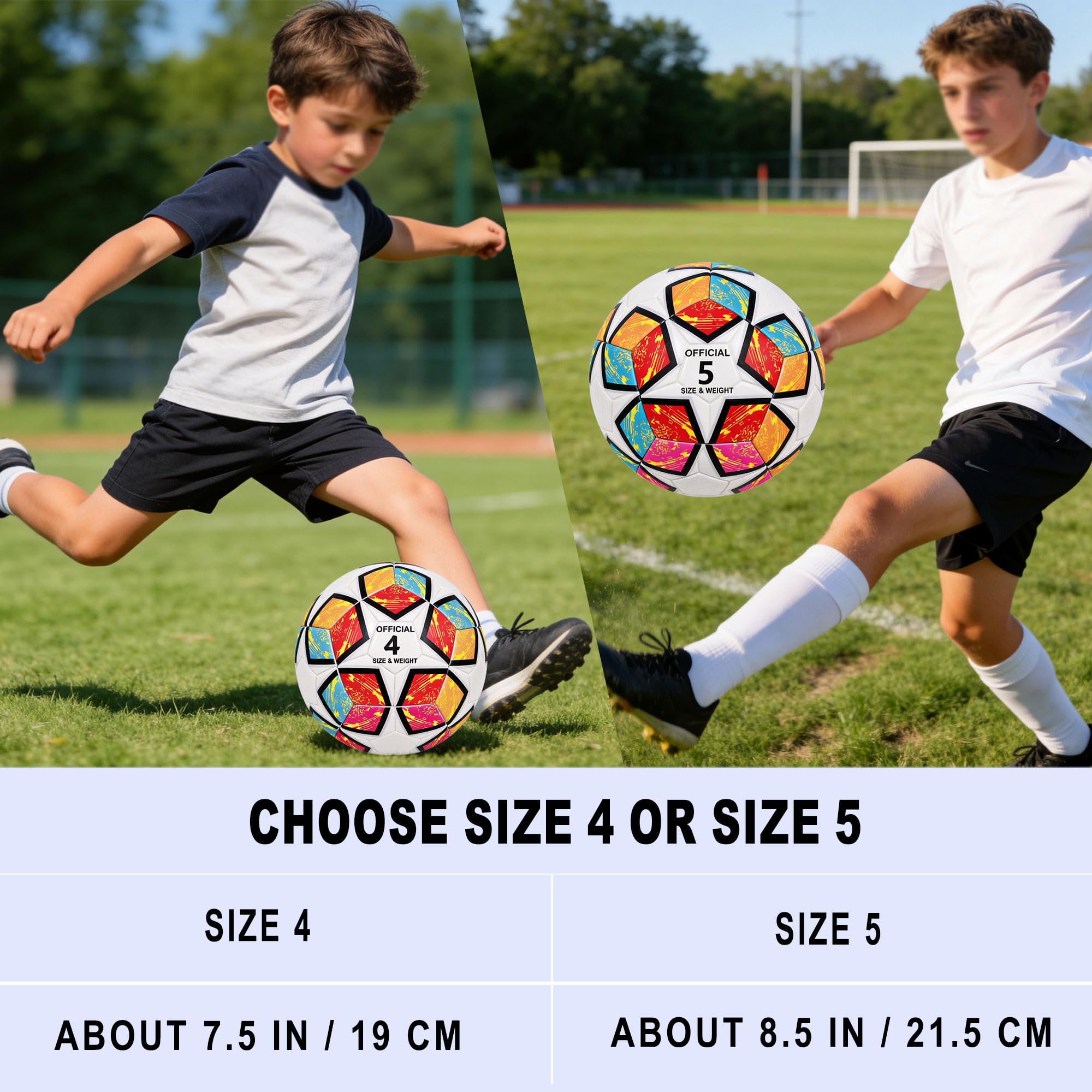 KUYOTQ Fußball, 2026 Colorway-Design, inspiriert von den USA, Kanada und Mexiko, verdickter PU-Bezug, weiche, verschleißfeste Oberfläche, Nylon-umwickelte Blase, Größe 4, für Kinder und Jugendliche