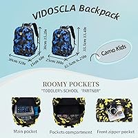 Vista 3 de VIDOSCLA Mochilas de camuflaje para primaria,Primary Boys Bookbag,Mini mochila escolar para estudiantes, Azul, Mochilas Daypack