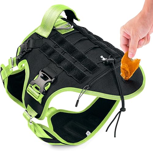 Miniatura 1 de SparklyPets Arnés para perro sin tirones para perros medianos y grandes, arnés resistente con asa y bolsillo para bolsa de excrementos, arnés