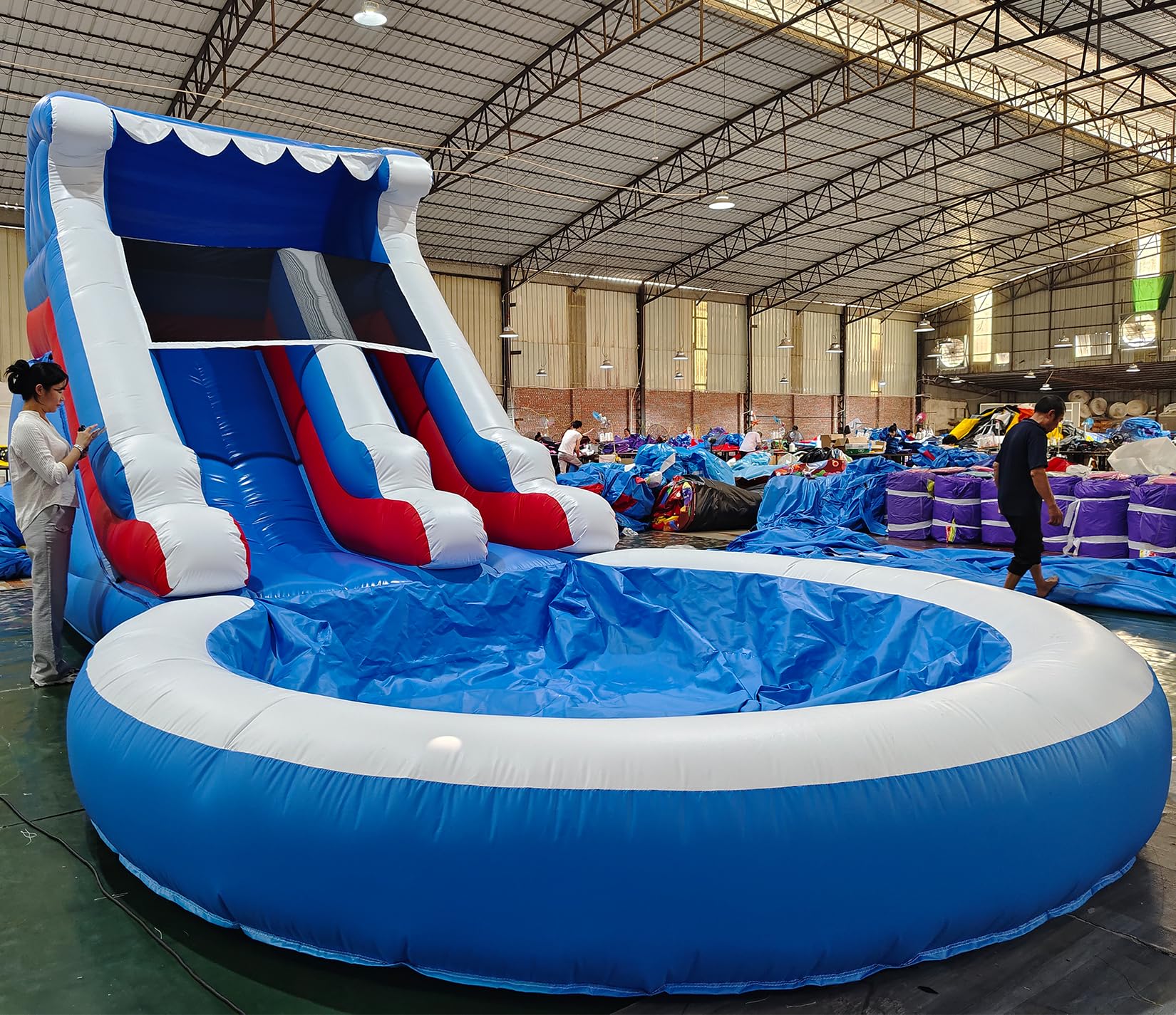 Commercial Water Slide for Adults,(Heavy Duty PVC&Big Splash Water Pool) Inflatable Adult Water Slides with Blower for Backyard,Wet and Dry Giant