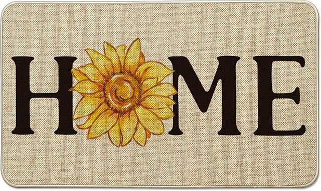 Artoid Mode Sunflower Home Summer Doormat, Spring Home Decor Low-Profile Switch Rug Door Mat Floor Mat for Indoor Outdoor 17x29 Inch