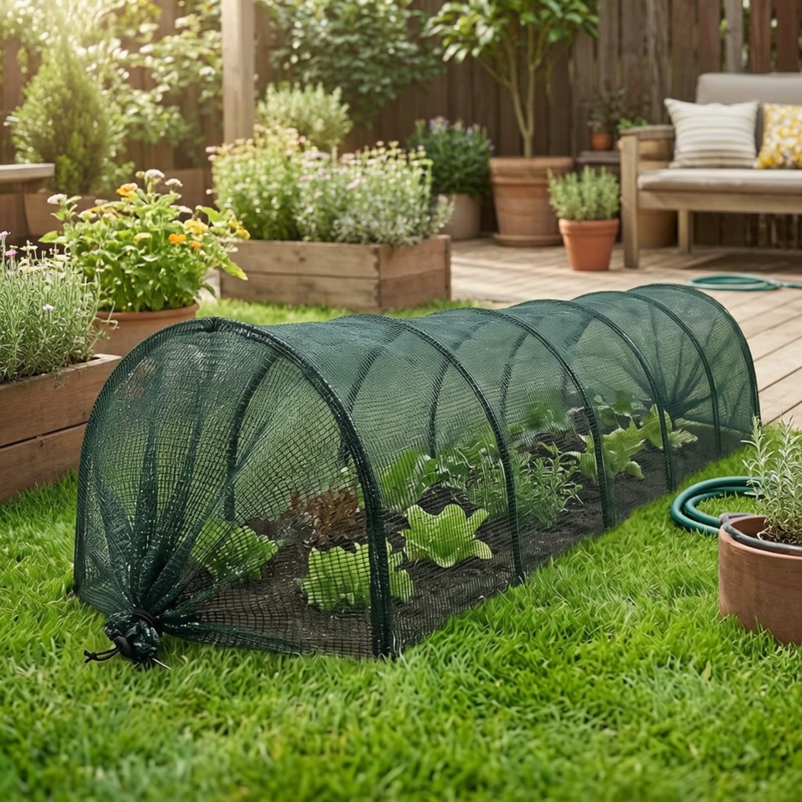 Tunnel per Piante con Rete Traspirante | Robusto, Copertura a Tunnel in Rete, Leggero, per, Giardinieri, Agricoltori, Verde Scuro