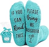 HAPPYPOP Funny Gifts for Women Men - Boba Tea Taco Gifts for Her, Bourbon Coffee Socks Fuzzy Margarita