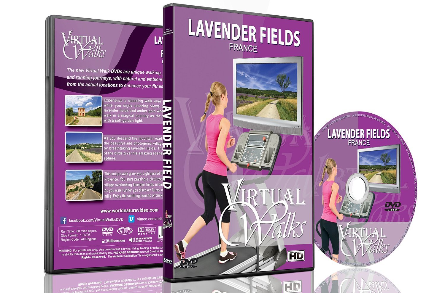 Promenades Virtuelles - Champs de Lavande France pour exercices d'intérieur tapis roulant et vélo d'appartement
