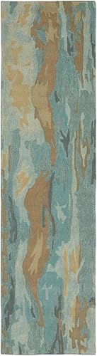 Liora Manne 914406 Corsica Waterfall Patina alfombra de pasillo para interiores, 2 pies x 7 pies 6 pulgadas, azul