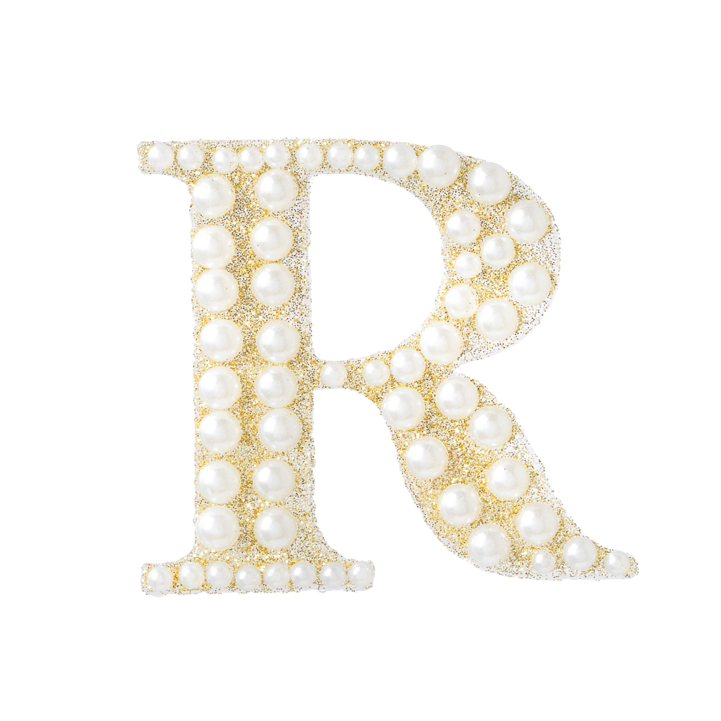 Darice Gold & Pearl Monogram Letter R Sticker, Gold