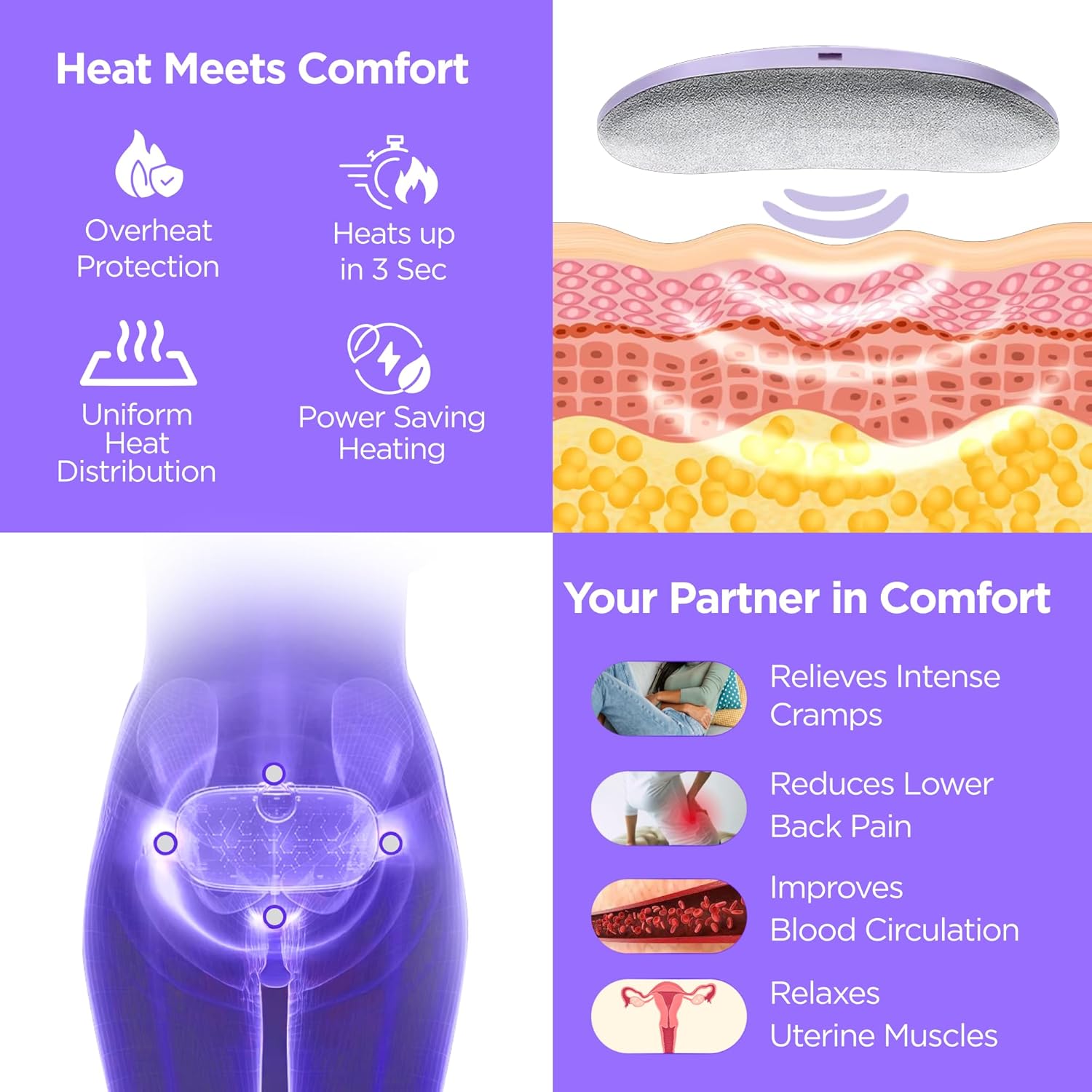 Dr. Trust USA Menstrual period Cramp Relief Massage, Back and Belly Electric Heating Pad 3-speed temperature adjustment and 3-speed massage mode, portable, cordless-389 for women Dr. Trust USA Menstrual period Cramp Relief Massage, Back and Belly Electric Heating Pad 3-speed temperature adjustment and 3-speed massage mode, portable, cordless-389 for women