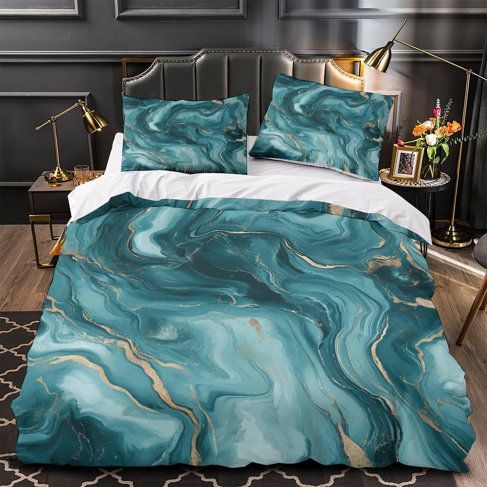 Housse de couette marbre pour chambre d'ado fille tendance