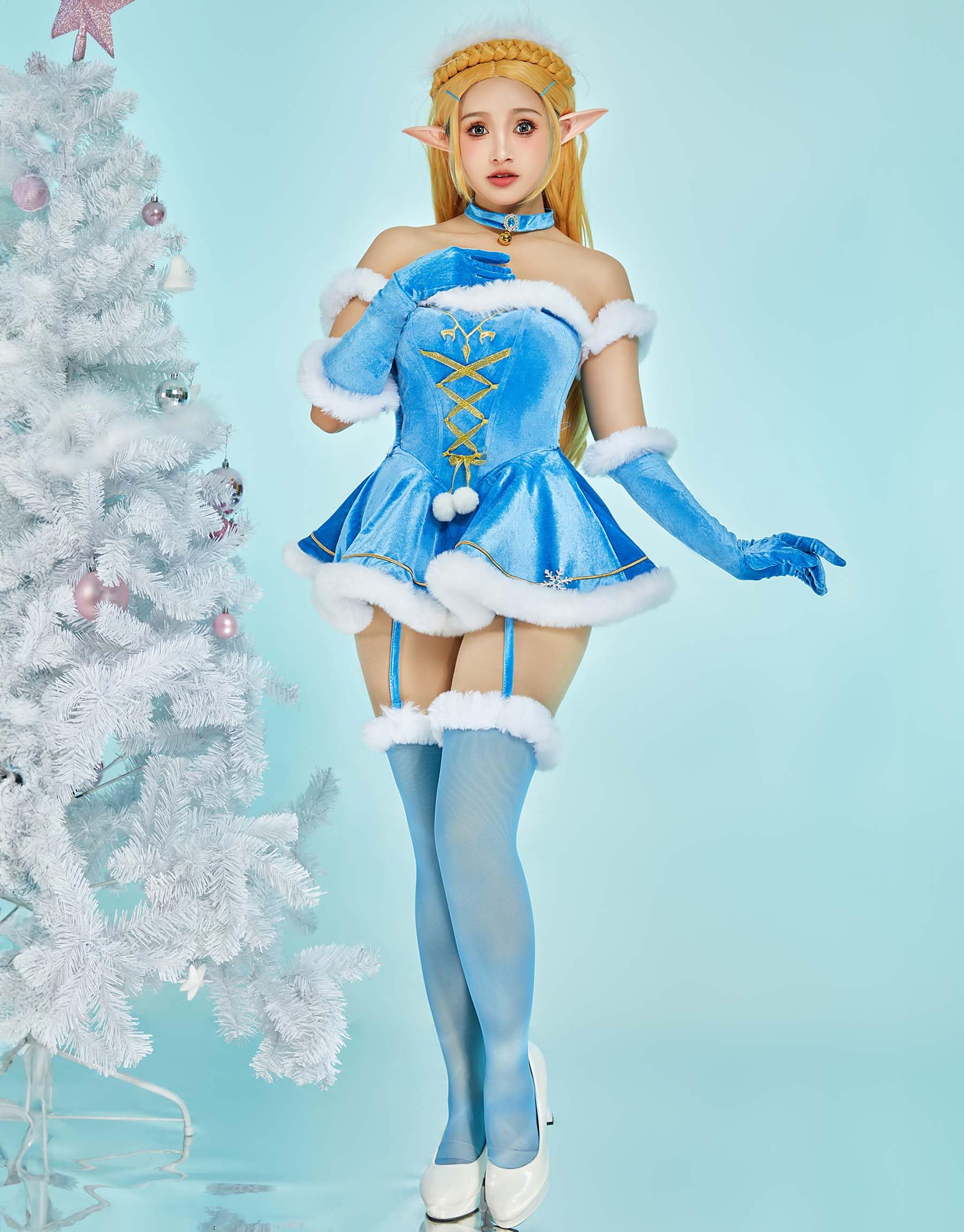 Mobbunny Princess Derivative Mini Dress for Women Velvet Lingerie Princess Cosplay Costumes Babydoll with Short Cloak