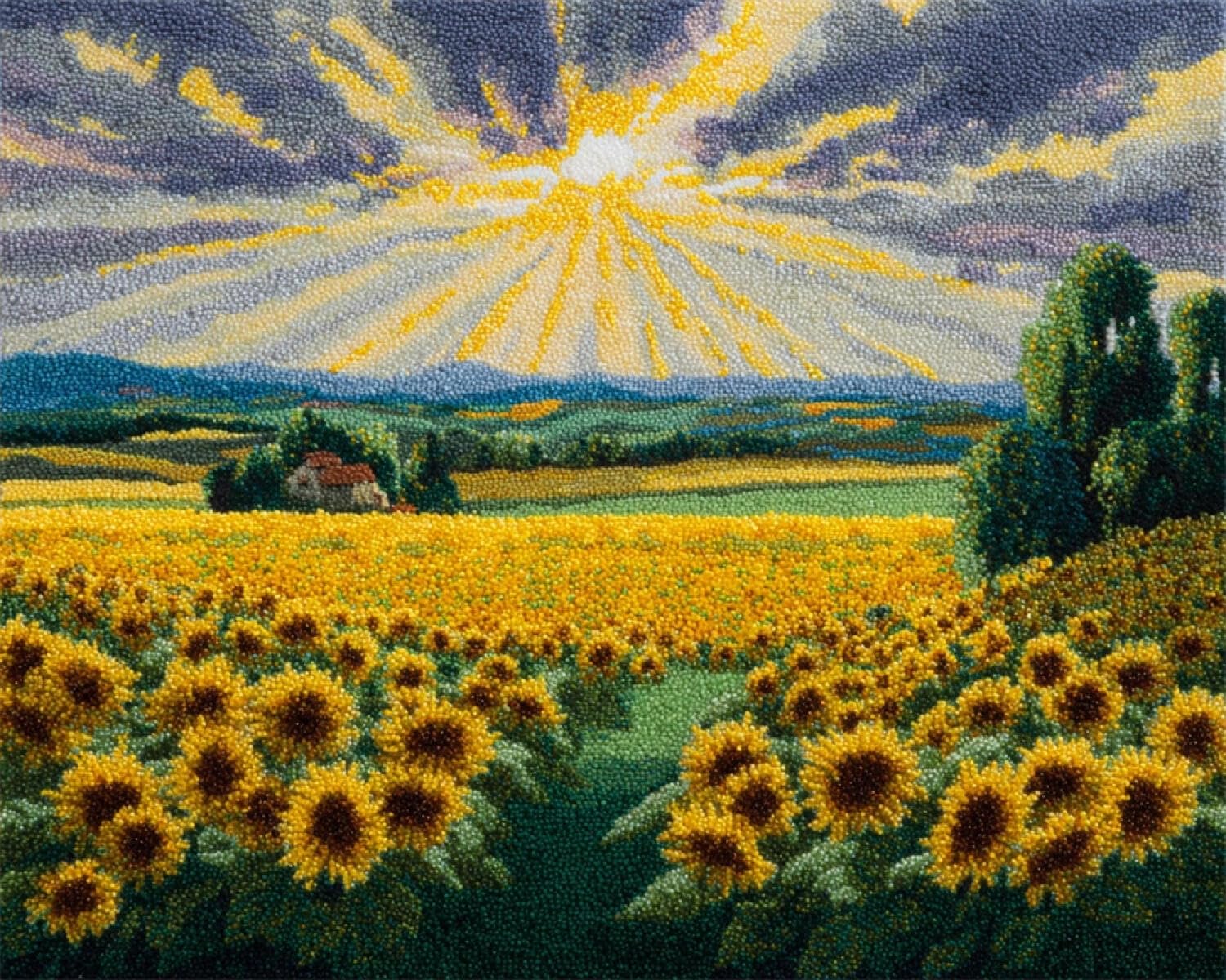 Henypt DIY Latch Hook Rug Kits Sunflower Field 80x160cm
