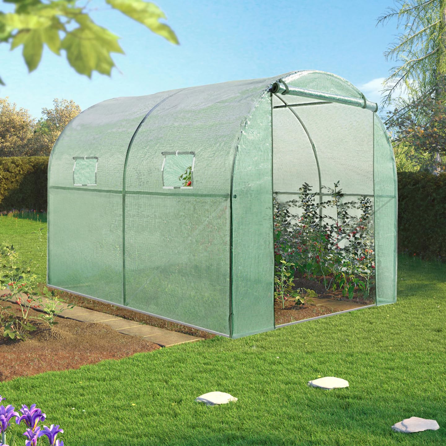 IDMarket - Serre Tunnel de Jardin 4 Saisons 6M² Verte Gamme maraîchère Roma 2x3M