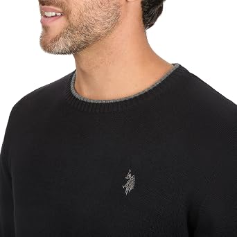U.S. Polo Solid Jersey Crew Neck Sweater Pullover for Men