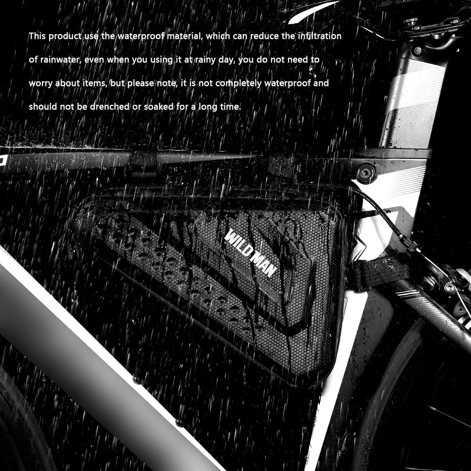 Lixada Bolsa triángulo para bicicleta, impermeable para bicicleta, bolsa reflectante para marco de bicicleta, cremallera de doble cara, bolsa triangular, ideal para candado de bicicleta, herramientas