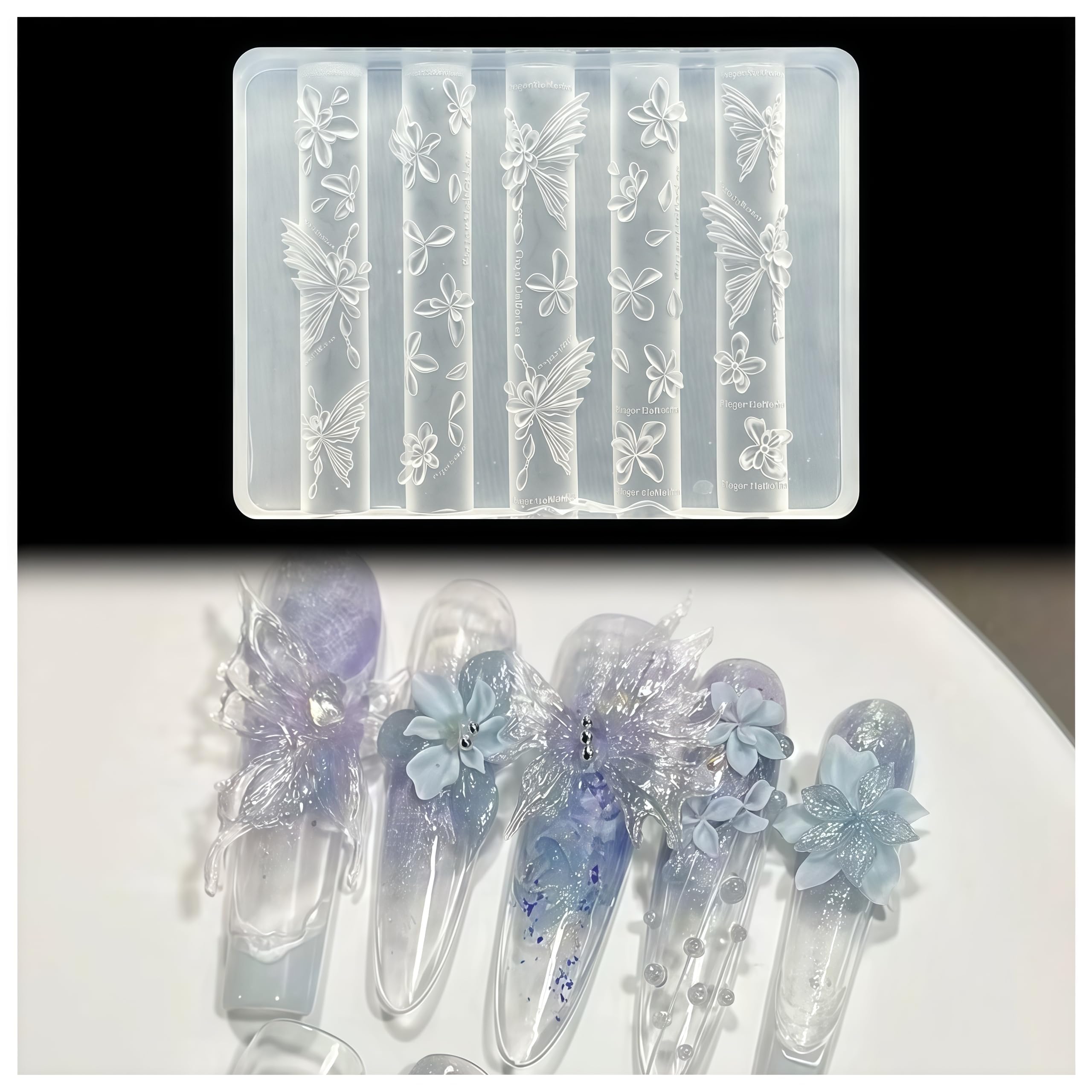 Nail Molds and Nail Art Molds, Silicone Nail Molds for 3D Nail Charms Creation, DIY Crafting Tool for Nail Art Enthusiasts, Ice Carving Butterfly Design Nail Accessory