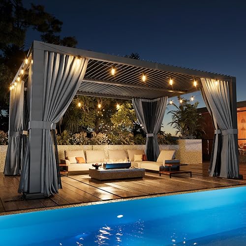 Aoxun Louvered Pergola 12' x16' Full-Aluminum Outdoor Gazebo, Gray |