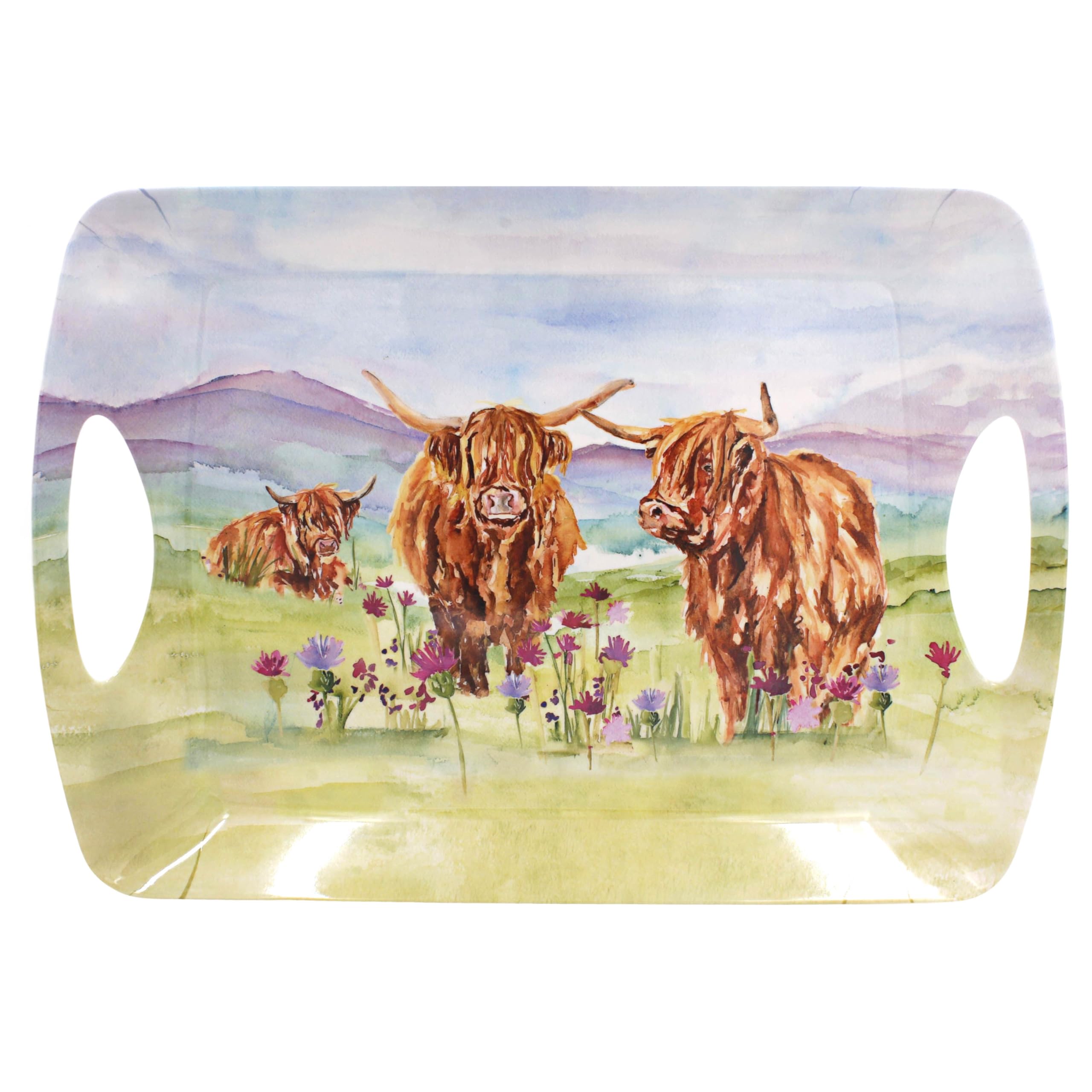 The Leonardo Collection Jennifer Rose Highland Cow Tray Large For Serving Dish | Serving Trays For Kitchen Accessories | Serving Platter For Serv Food Platters for Food Service