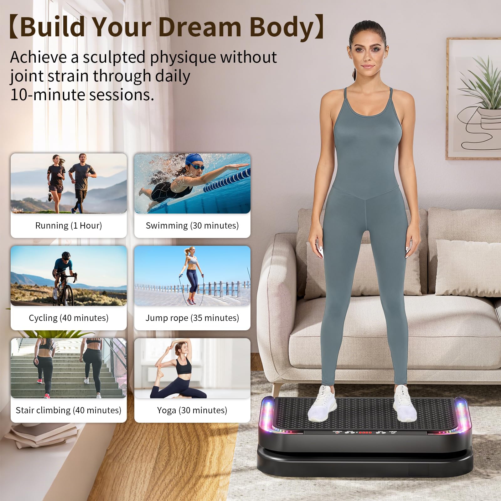 Piattaforma vibrante per esercizi con drenaggio linfatico allenamento completo del corpo piattaforma vibrante con fasce elastiche attrezzatura fitness per tonificazione della forza e perdita di grasso