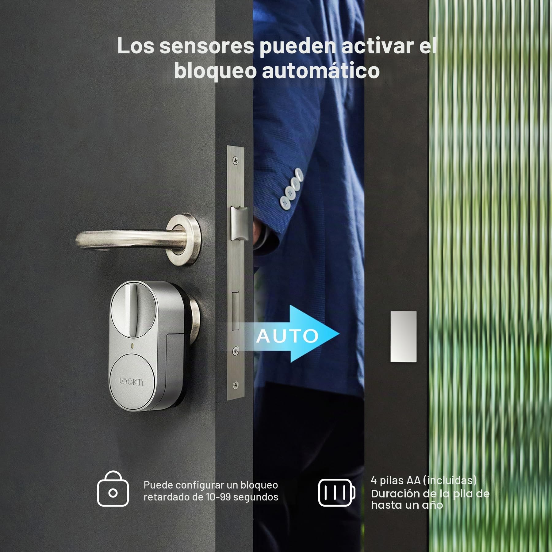Lockin Cerradura Inteligente G30 con Teclado Pro, WiFi y Control de Aplicaciones, Bloqueo Automático, Compatible con Alexa y Google, Cerradura Electrónica de Entrada sin Llave