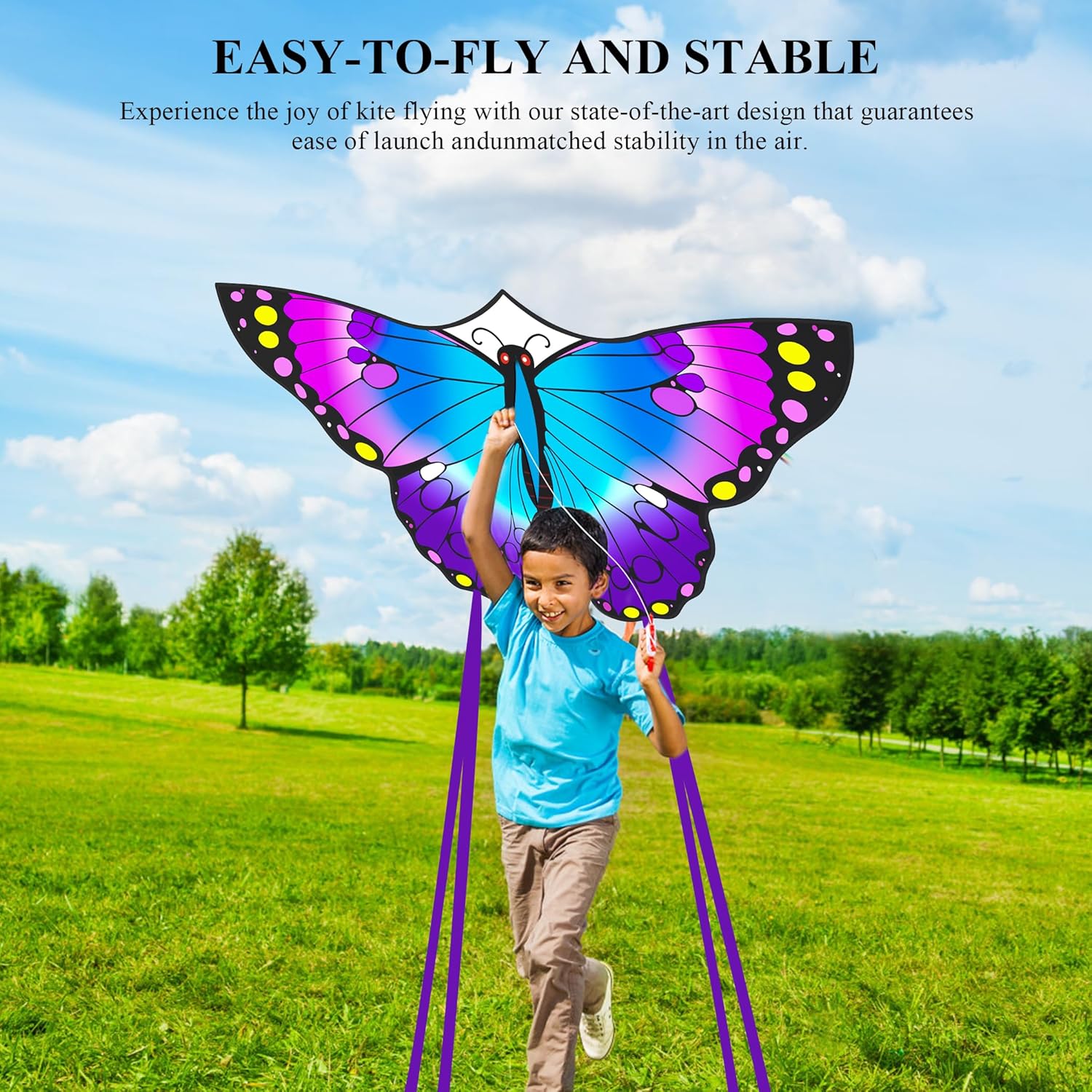 3 Pack Kites, Gifts for Easter, Kite for Kids 4-8 8-12, Puple Butterfly, Colorful Delta and Red Octopus with String Kite for Kids Girls Boys