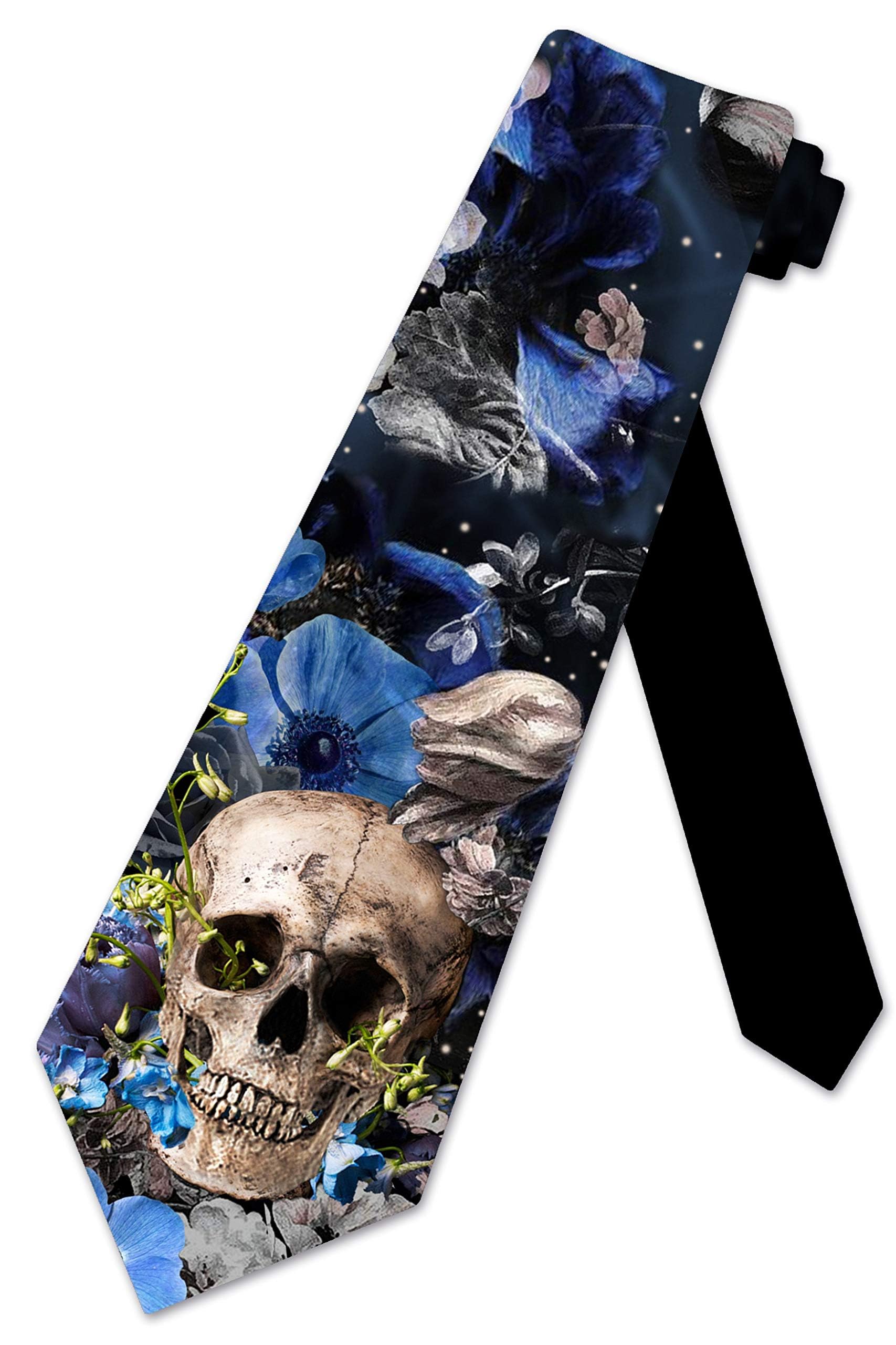 Three Rooker Skull Ties Mens Floral Halloween Necktie