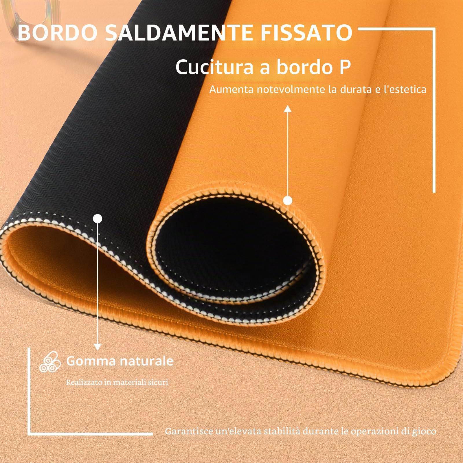 LexonElec x ATTACK SHARK Tappetino Per Mouse Da Gioco Medio, 17,32*15,75*0,078 Pollici, Base In Gomma Antiscivolo, Ottimizzato Per Sensori Da Gioco, Tappetino Per Mouse Impermeabile Per e-Sport-Orange