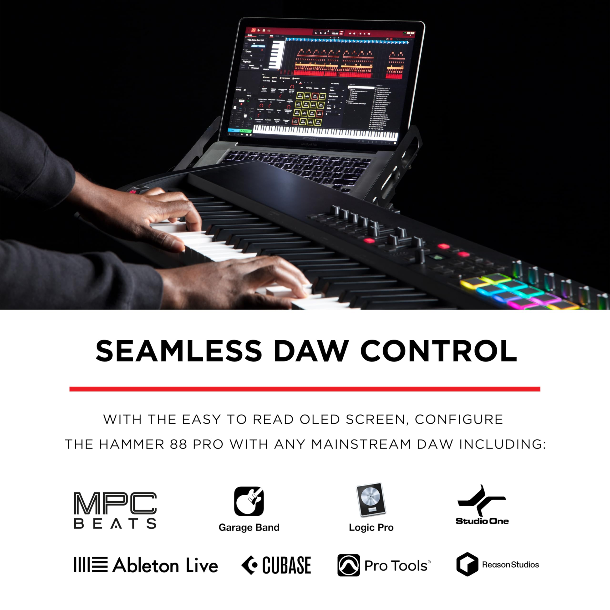 M-AUDIO Hammer 88 Pro 88 Key USB MIDI Keyboard Piano Controller with Weighted Hammer Action Keys, Beat Pads, and Native Instruments Sound Package (NKS Integration) - Image 6