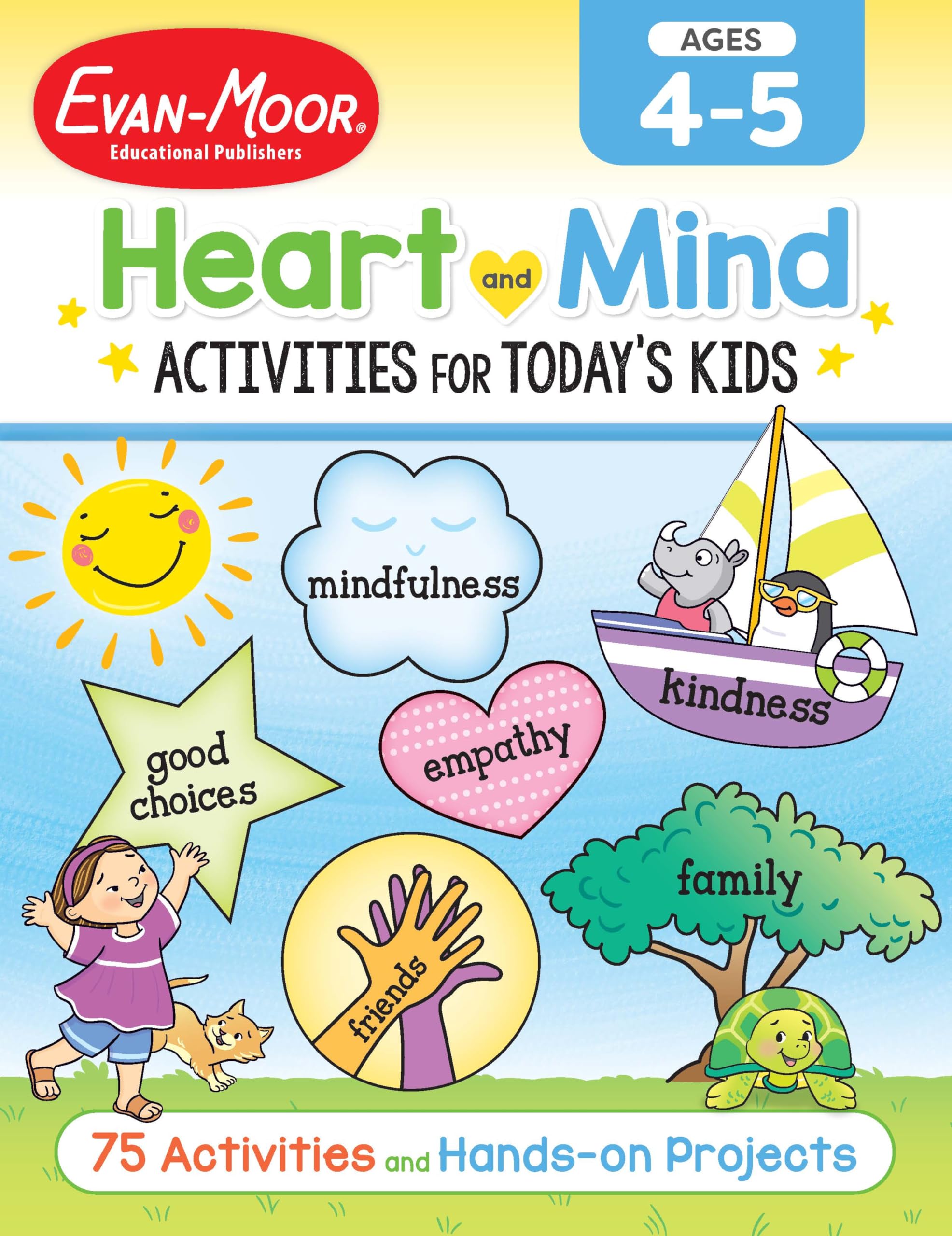 Evan-Moor Heart and Mind Activities for Today's Kids Workbook, Ages 4-5, Manage Emotions, Reduce Anxiety, Navigate Social Situations, Make Friends,