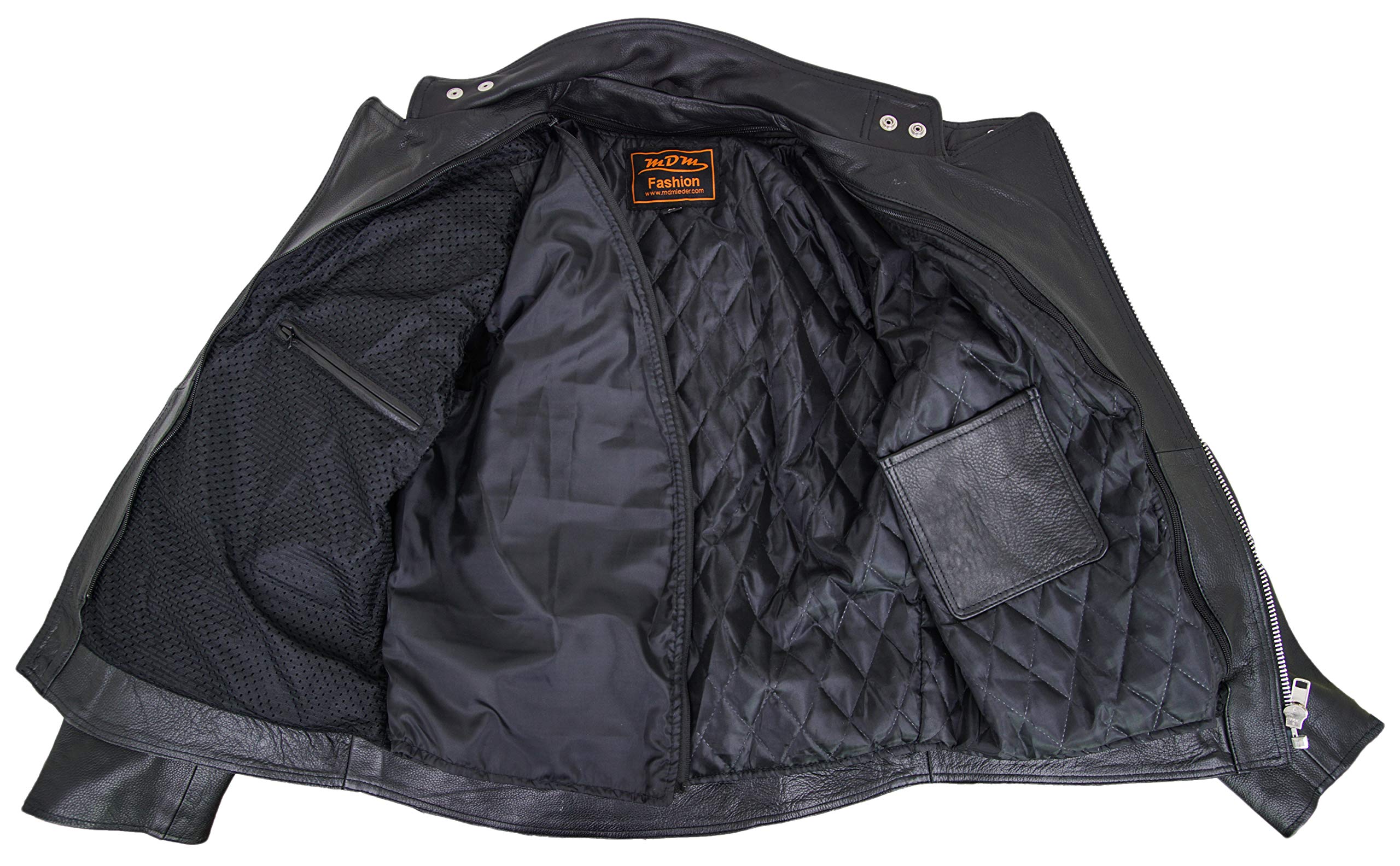 MDM Retro Motorrad Lederjacke in Schwarz