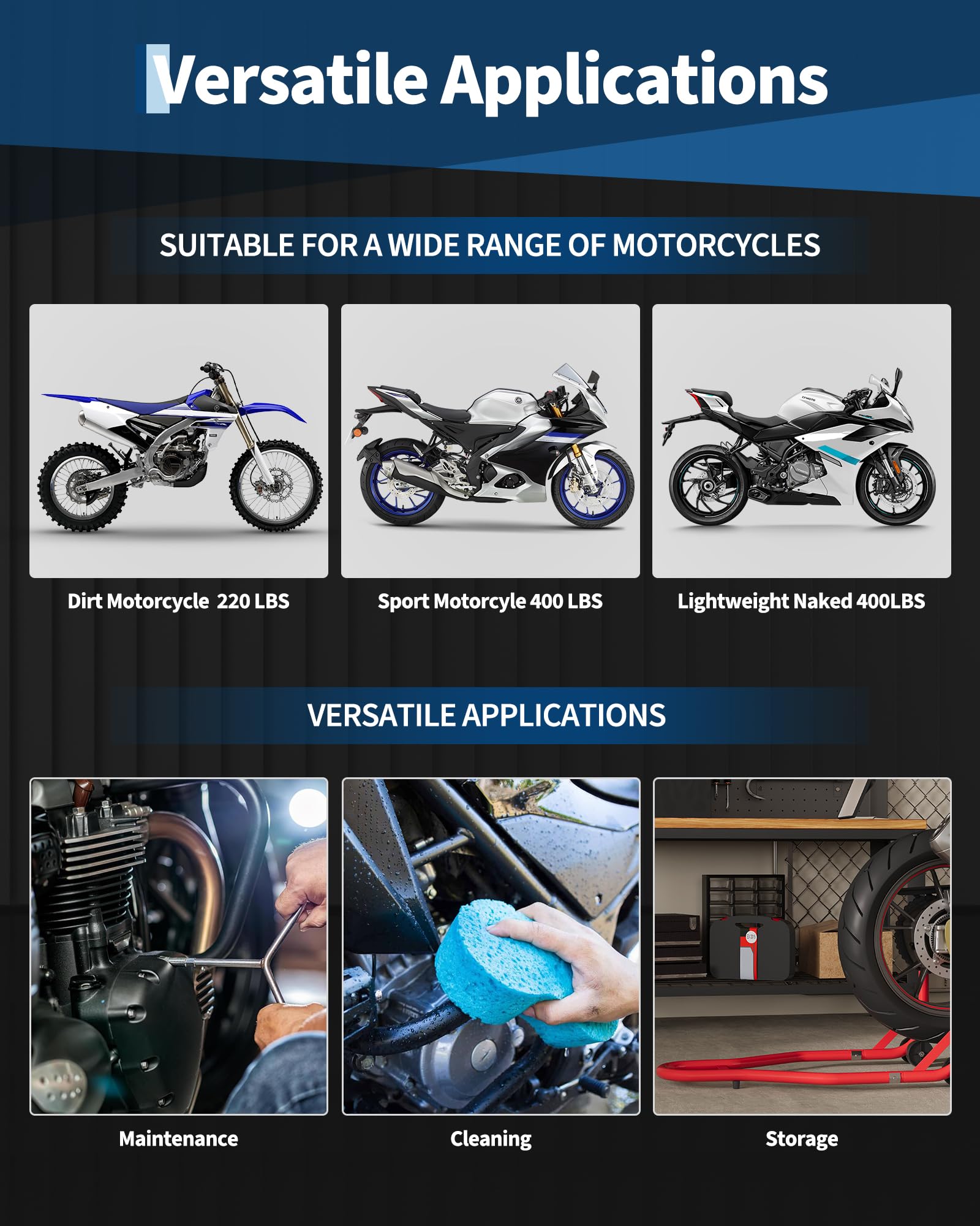 GarveeTech Motorrad Heckständer U+L-Aufnahme Stahl Rot 408 kg