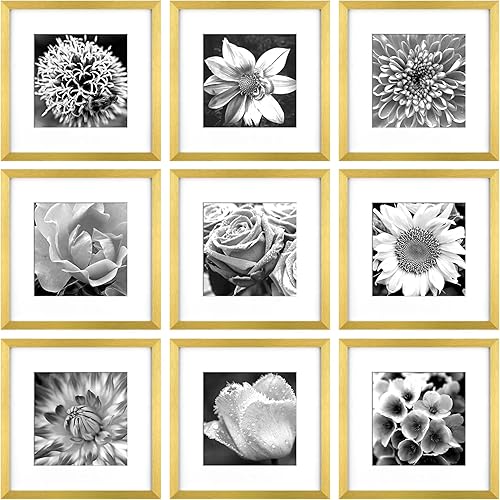 Vista 117 de Yaetm Portarretratos de 12 x 12 pulgadas con paspartú para fotos de 8 x 8 pulgadas, juego de 9 marcos cuadrados de 12 x 12 pulgadas, marco blanco