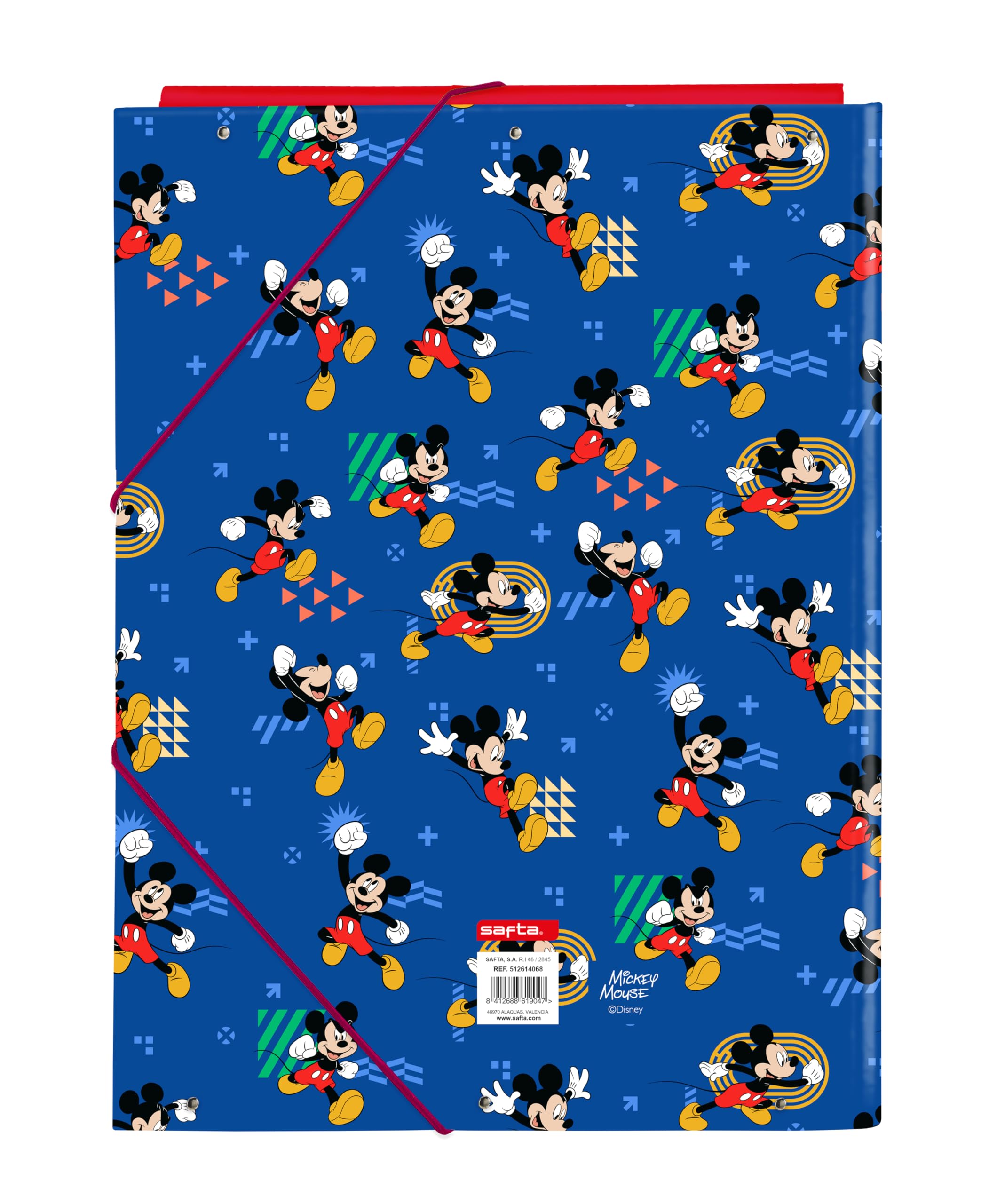 Mickey Mouse Today - Folio-Ordner mit 3 Klappen, ideal für Kinder verschiedener Altersgruppen, bequem und vielseitig, Qualität und Widerstandsfähigkeit, 26 x 36,5 cm