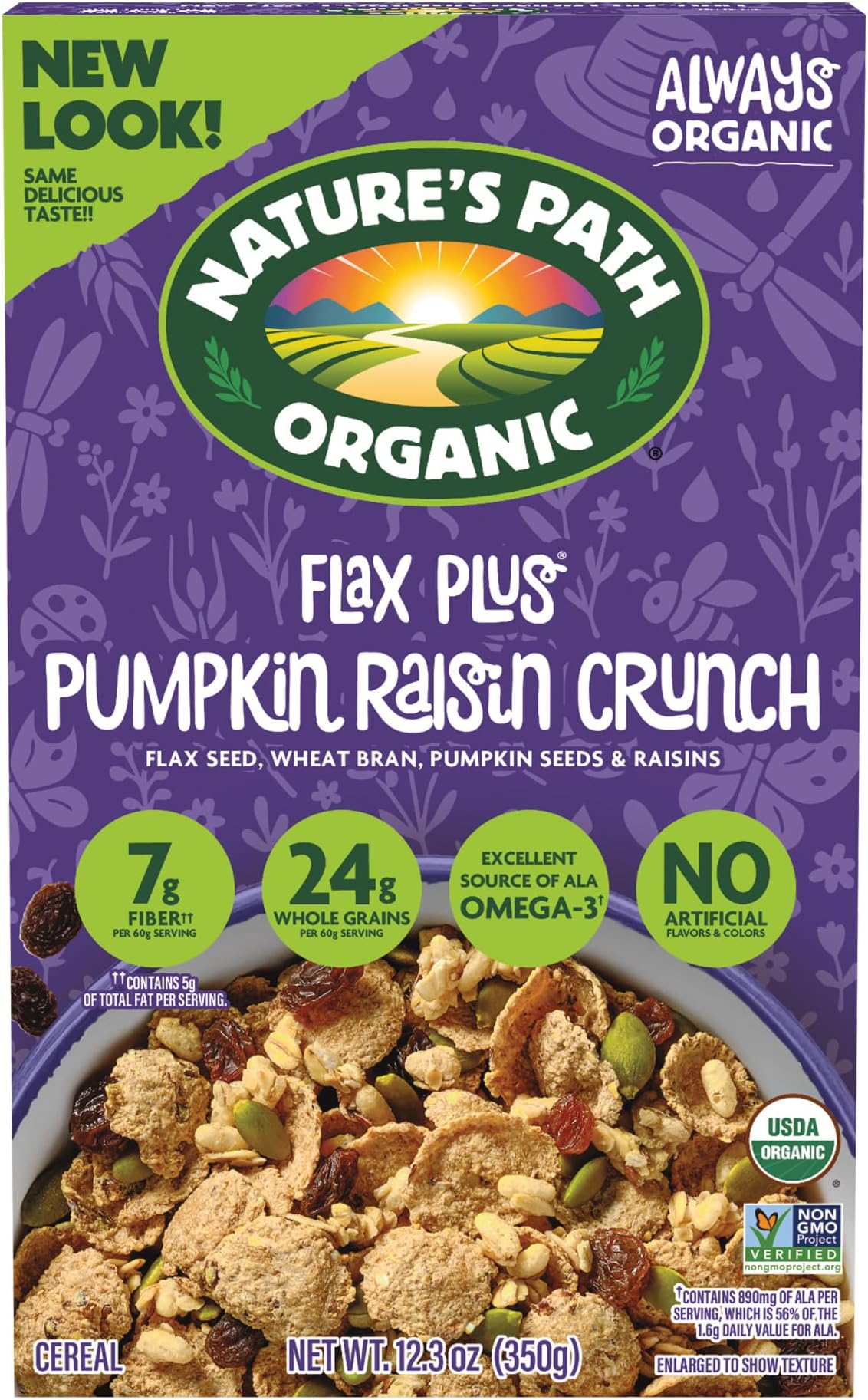 Organic Flax Plus Pumpkin Raisin Crunch Cereal, 12.3 oz (Pack of 1), Non-GMO