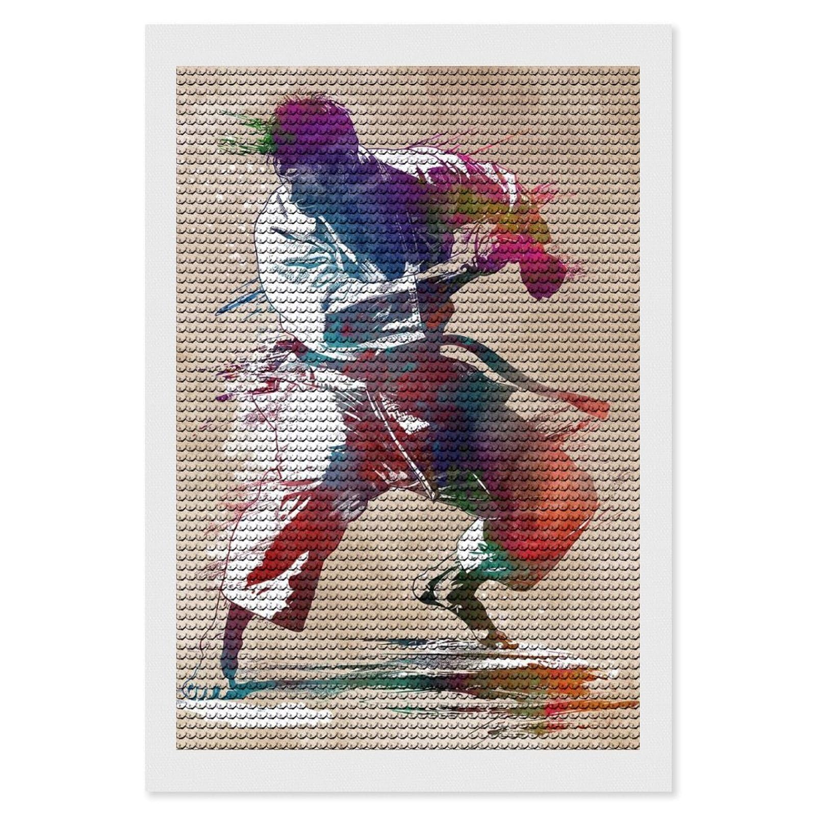 Junmoney Karate Watercolor Art Diamond Painting Canvas Set 8"x12", Full Kit Included, Calming Craft to Unwind, Farmhouse Decor, Christmas Gift