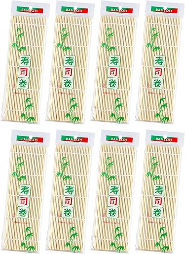 JIALEEY Estera de bambú para sushi, 9.5 x 9.5 pulgadas, juego de 8 piezas