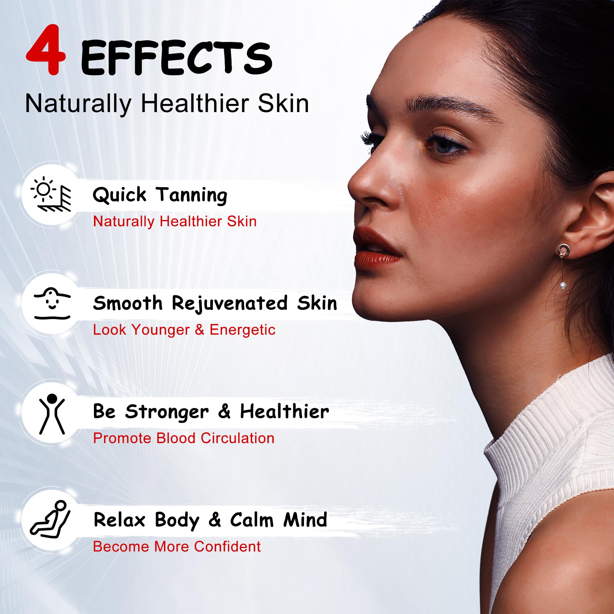Lámpara de bronceado Solarium para el hogar, lámpara de bronceado portátil con 225 LED, soporte ajustable, bronceador facial plegable para el hogar, luz bronceadora de piel para cara y cuerpo