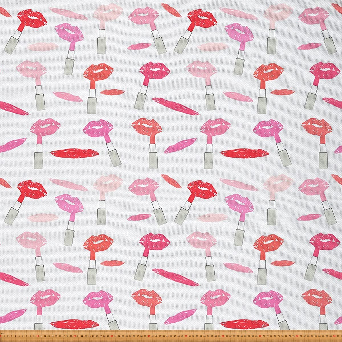 Kiss Cosmetics Outdoor Fabric by The Yard,Burgundy Lipstick and Kiss Upholstery Fabric for Chairs,Fashion Trendy Style Fabric for Home DIY Projects,1 Yard,(L92*W150cm) Red Pink
