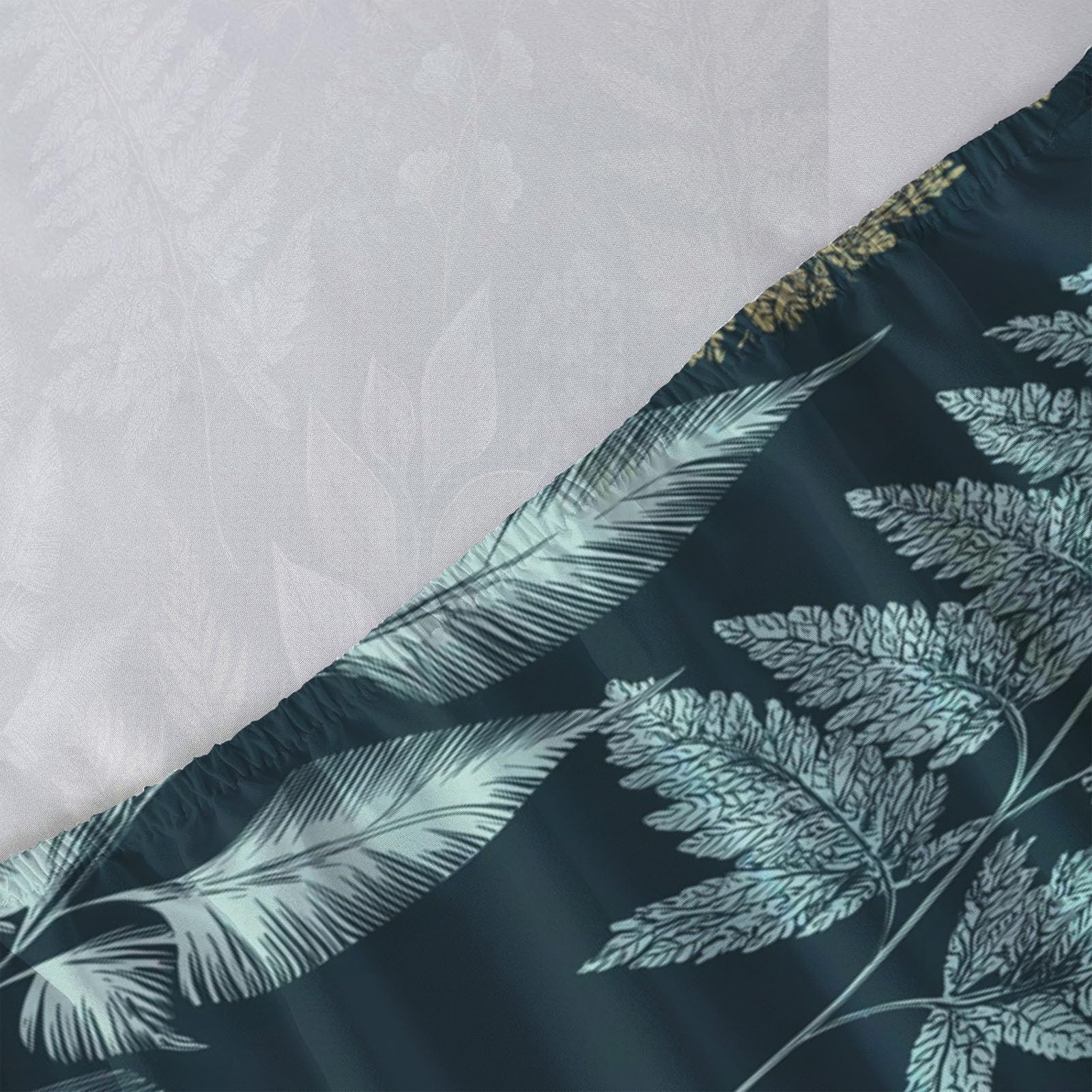 Sábanas 200X190/200Cm - Juego De Sábanas 3 Piezas Estampadas Helecho Dibujado A Mano - Microfibra Suave Transpirable - Sábana Bajera Ajustable - Ropa De Cama Plantas Vintage (Turquesa)