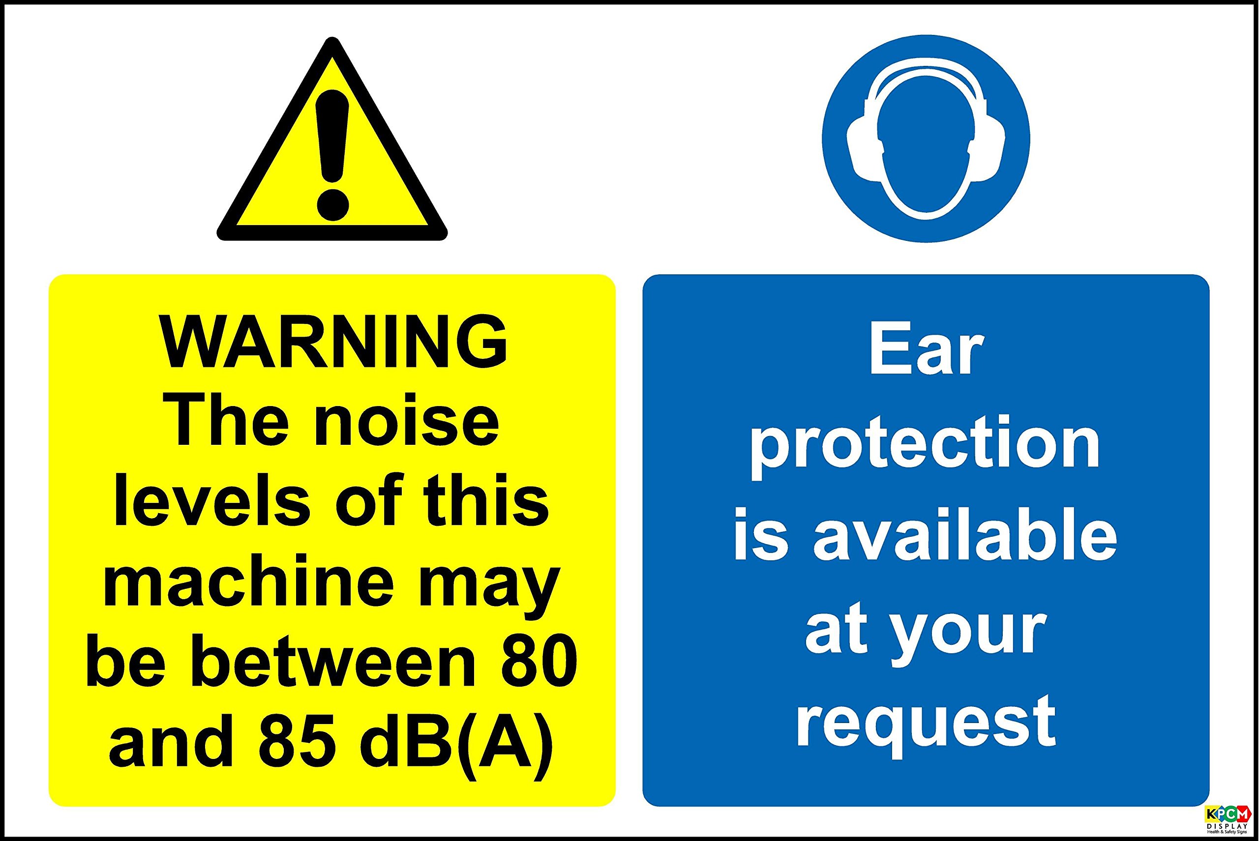 vsafety 65054bf-r rumore pericolo avvertimento pericolo/protezioni auricolari deve essere indossato macchine, Plastica rigida, paesaggio, 400 mm x 300 mm, colore: nero/blu/giallo