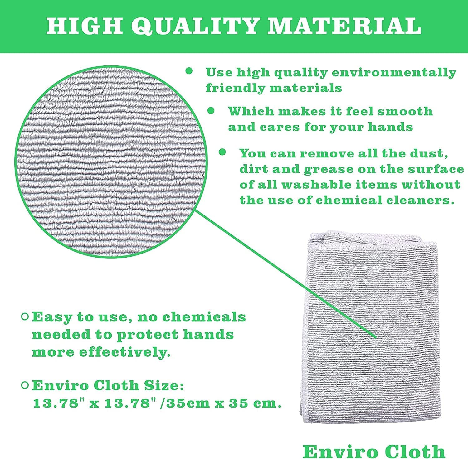 Longmann Enviro Cloth (gris), paño de limpieza multiusos, toalla de limpieza reutilizable, sin rayas y sin rayas. (Enviro 1 unidad)