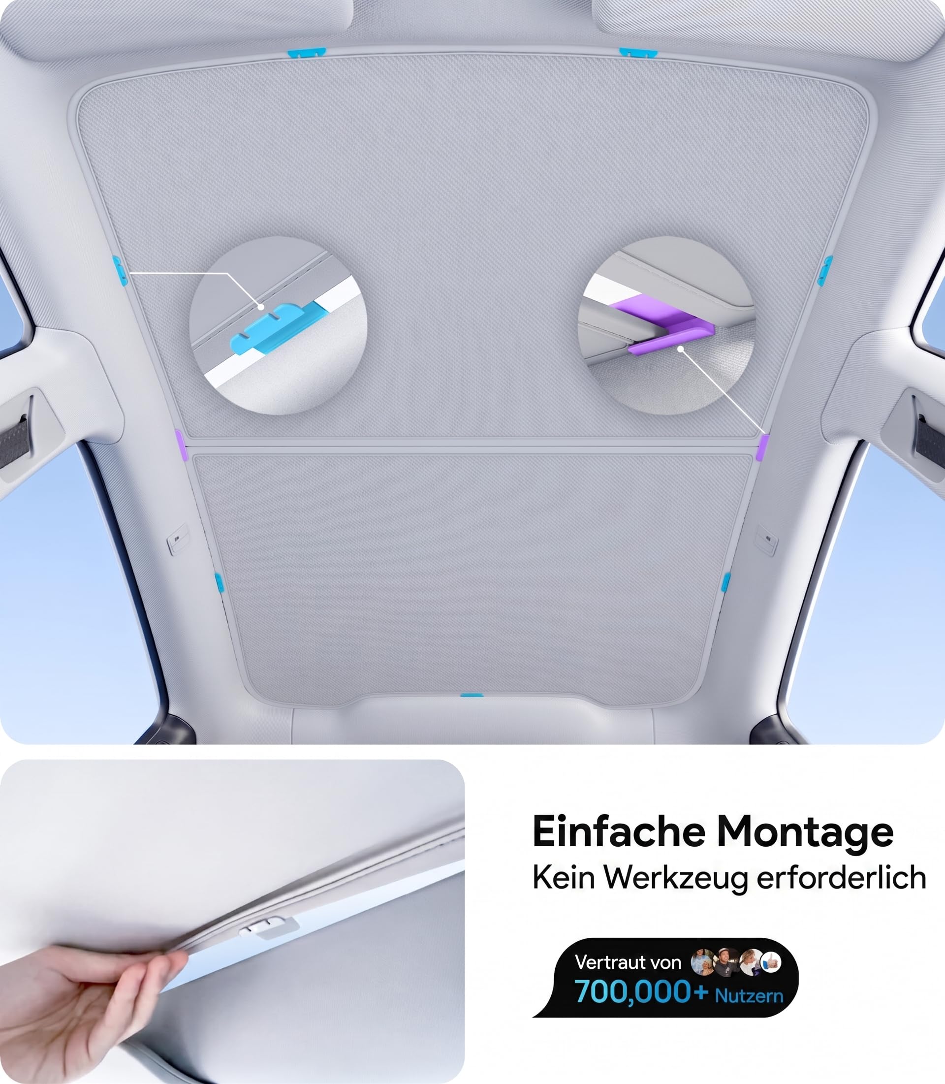 Wigoo 2025 Tesla New Model Y Wacholderzubehör Sonnenschutz Dach [Never Sag, Nano Ice-Crystal Coatings] 3-Gen Wärmedämmung Glasdach Sonnenschutz, Zubehör für Tesla Juniper Model Y, Innengrau