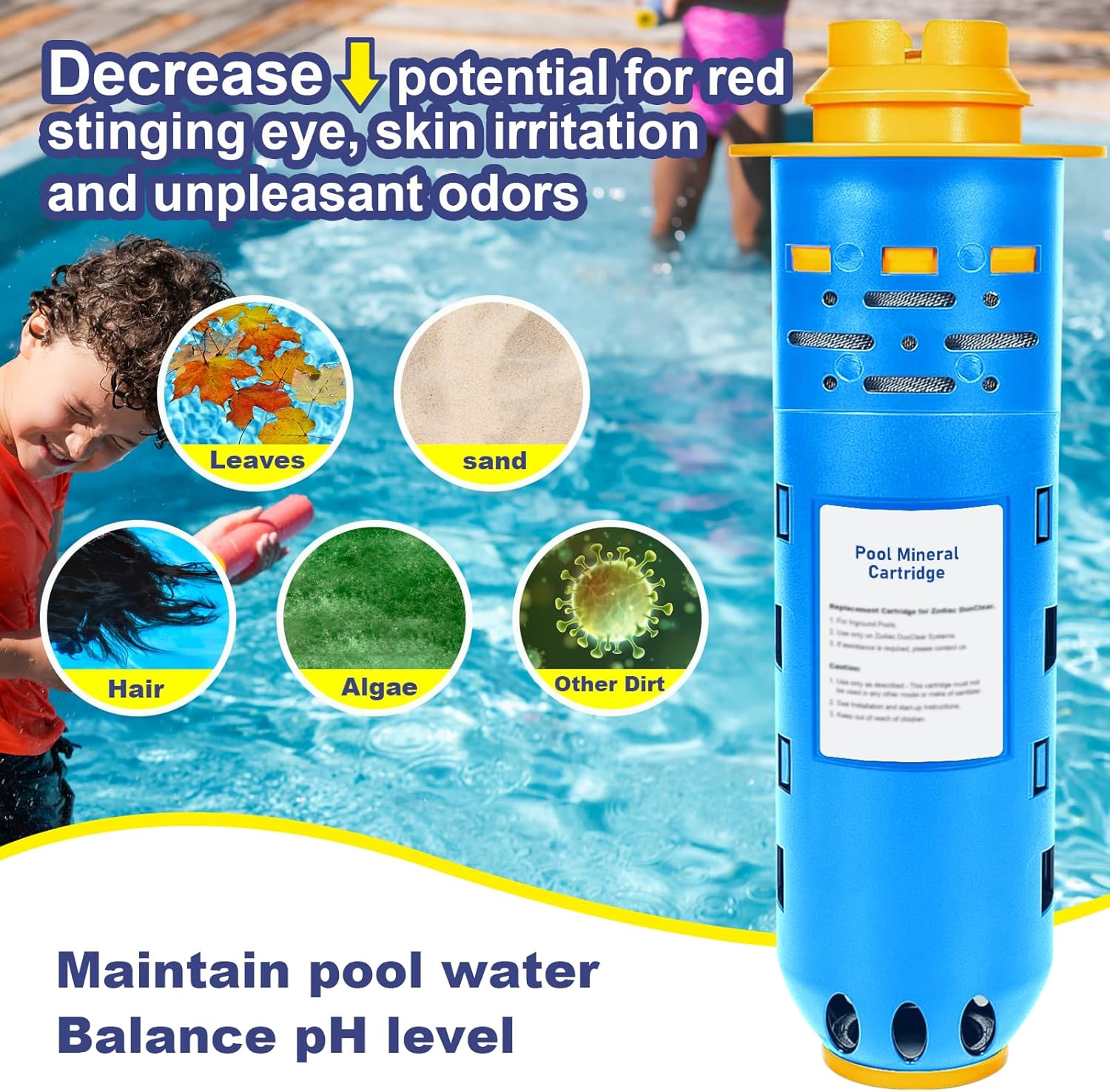 Replacement W28000 W28001 W28002 for Nature2 Duoclear 25 35 Pool Mineral Cartridge for Zodiac DuoClear Fusion, Fusion Soft, Vision Pro System Above Ground Inground, Blue