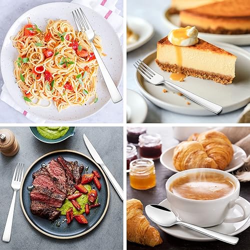 Miniatura 4 de Wildone Juego de cubiertos de 20 piezas, cubiertos cuadrados de acero inoxidable para 4, utensilios de comer, incluye cuchara, tenedor y cuchillo,