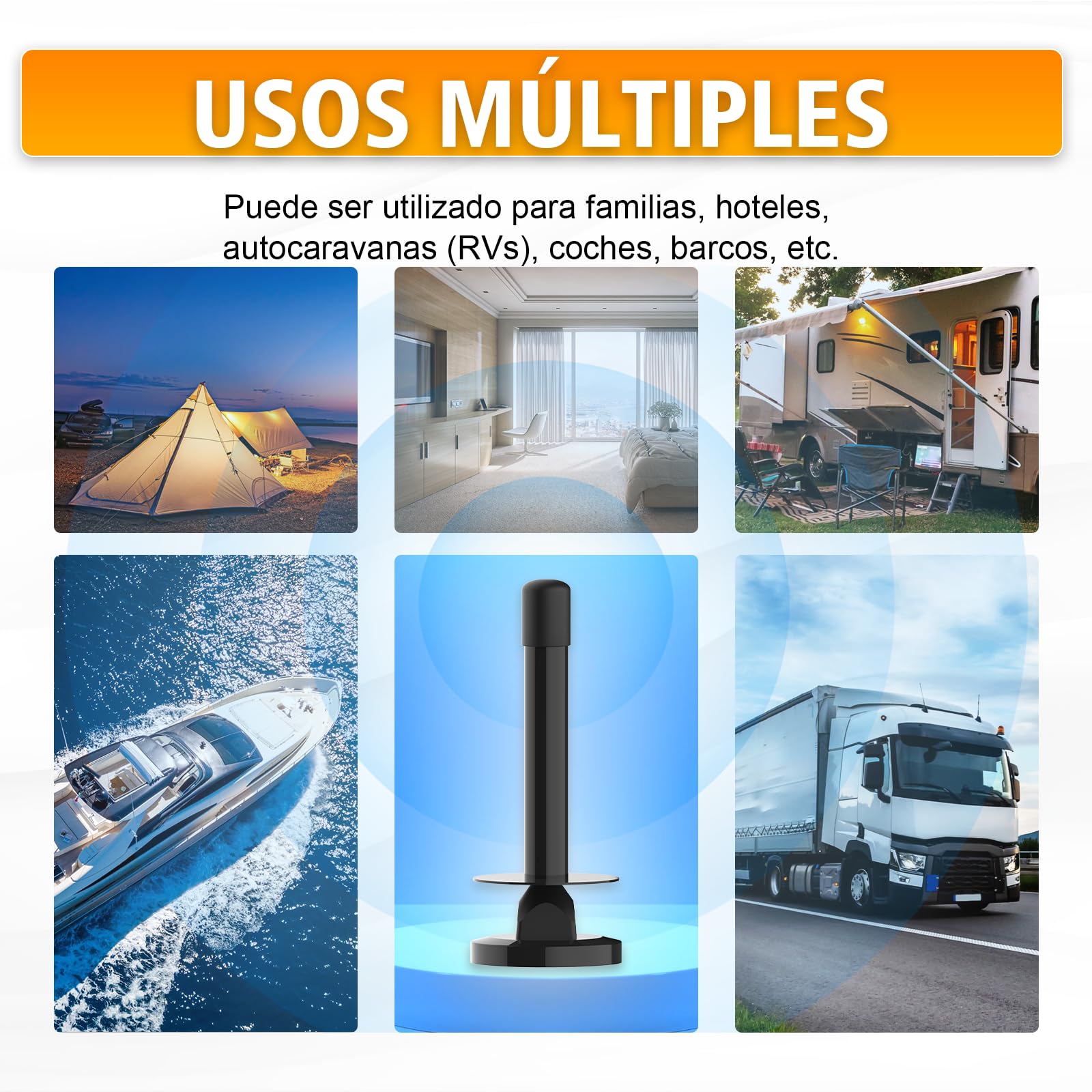 Antena TV Interior Potente con Amplificador – Antena TDT HD 4K/1080p, Recepción 360° Estable, Base Magnética Fuerte, Instalación Rápida, Compatible DVB-T2/DVB-T, Sin Suscripción
