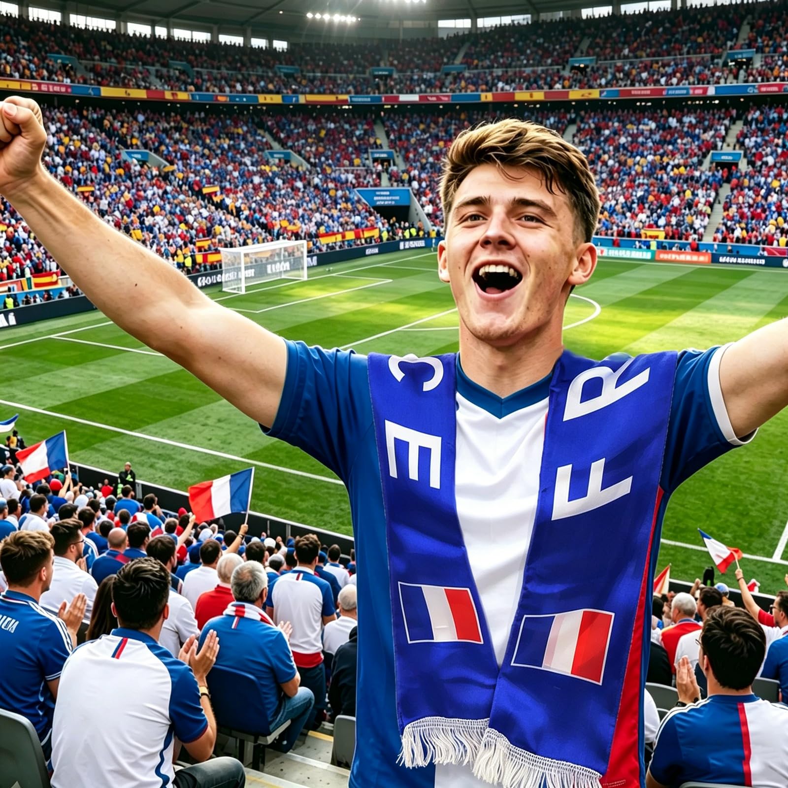 YESAH Écharpe de Supporter France Coupe du Monde 2026, Polyester Recto Verso Drapeau