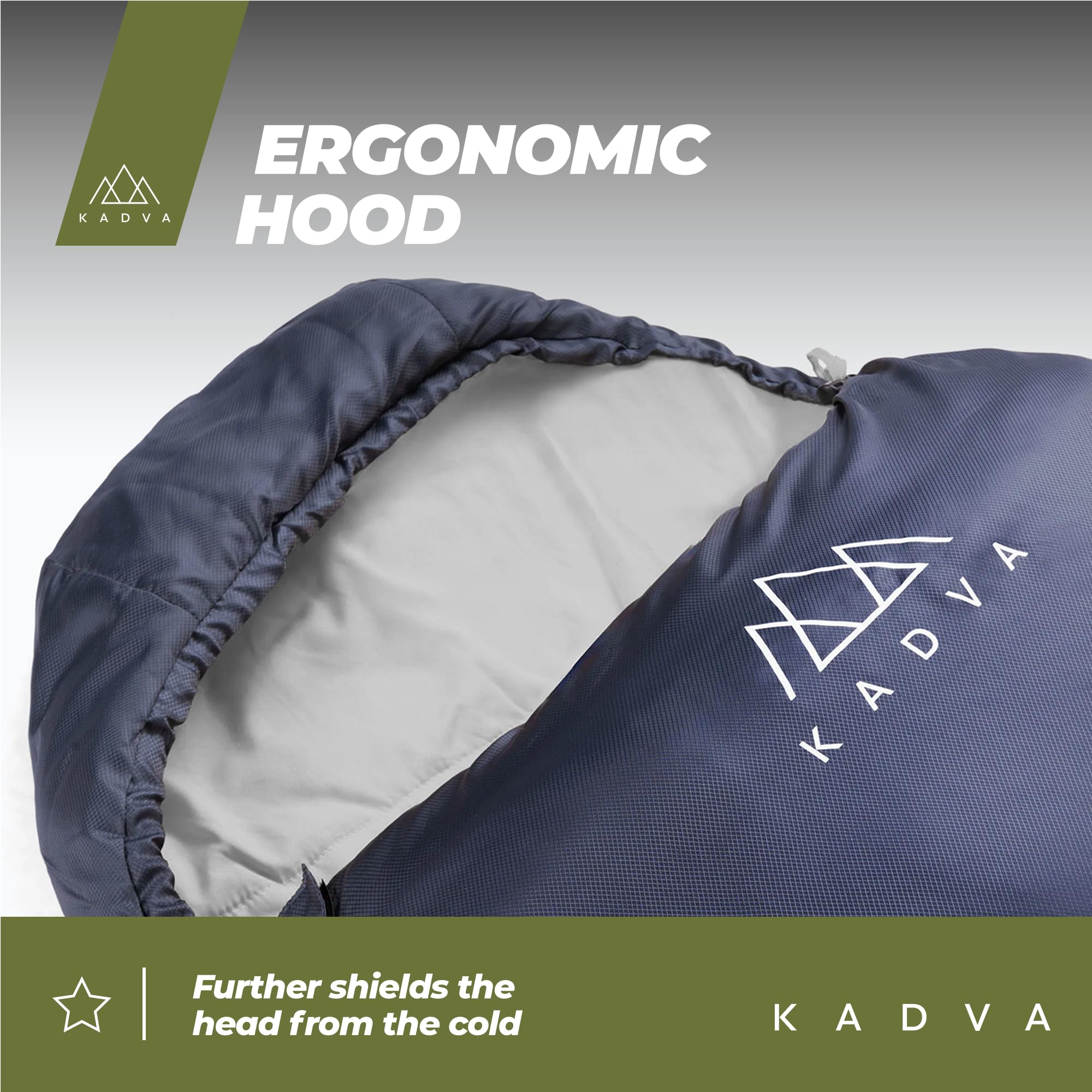KADVA Camping Schlafsack L Sommerschlafsack mit Kapuze Innentaschen 17 Grad Ripstop