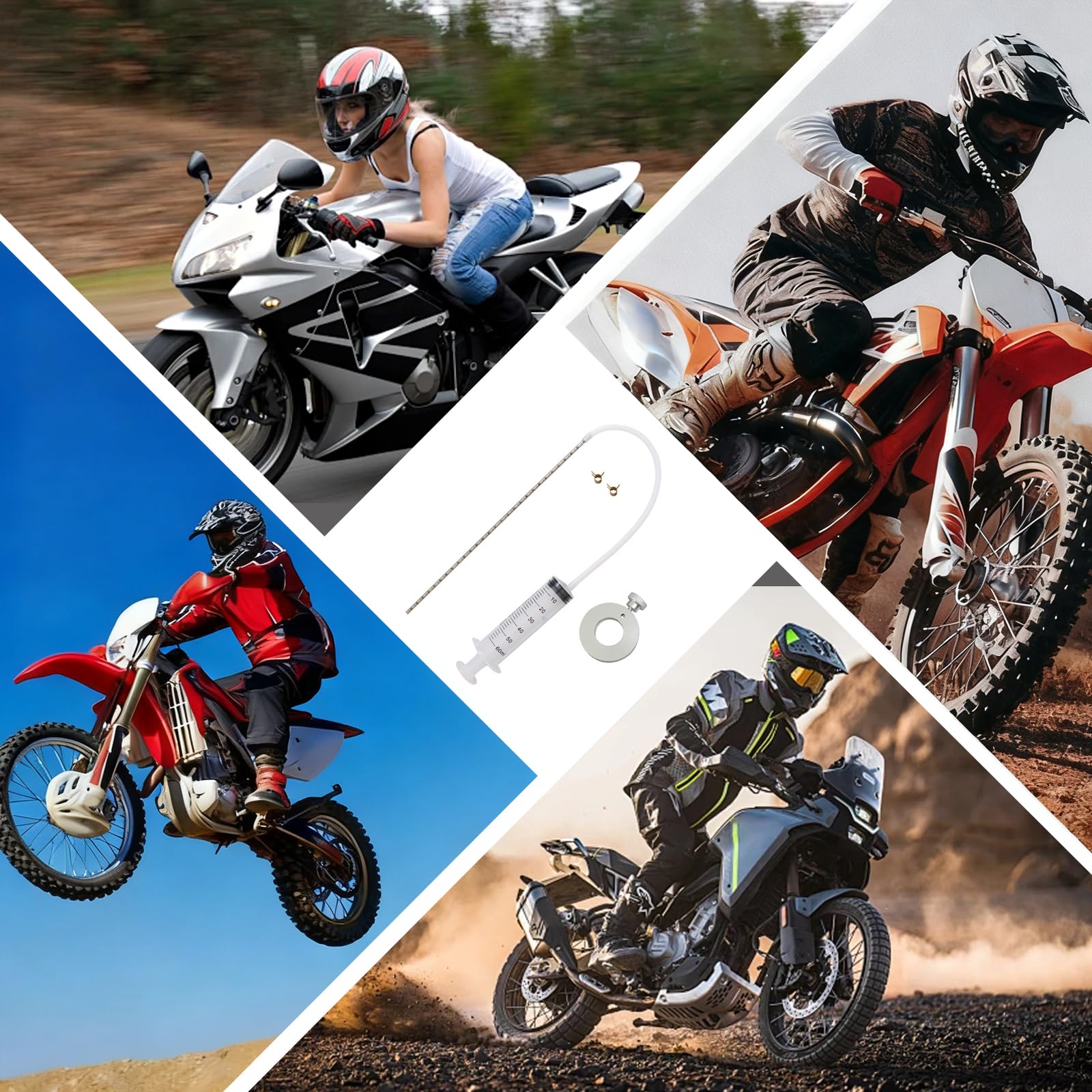 Zestaw Narzędzi do Oleju Widełkowego, Narzędzie do Poziomu Oleju, Strzykawka Widełkowa Zestaw 60 ML, Uniwersalny Regulator Poziomu dla Motocykla