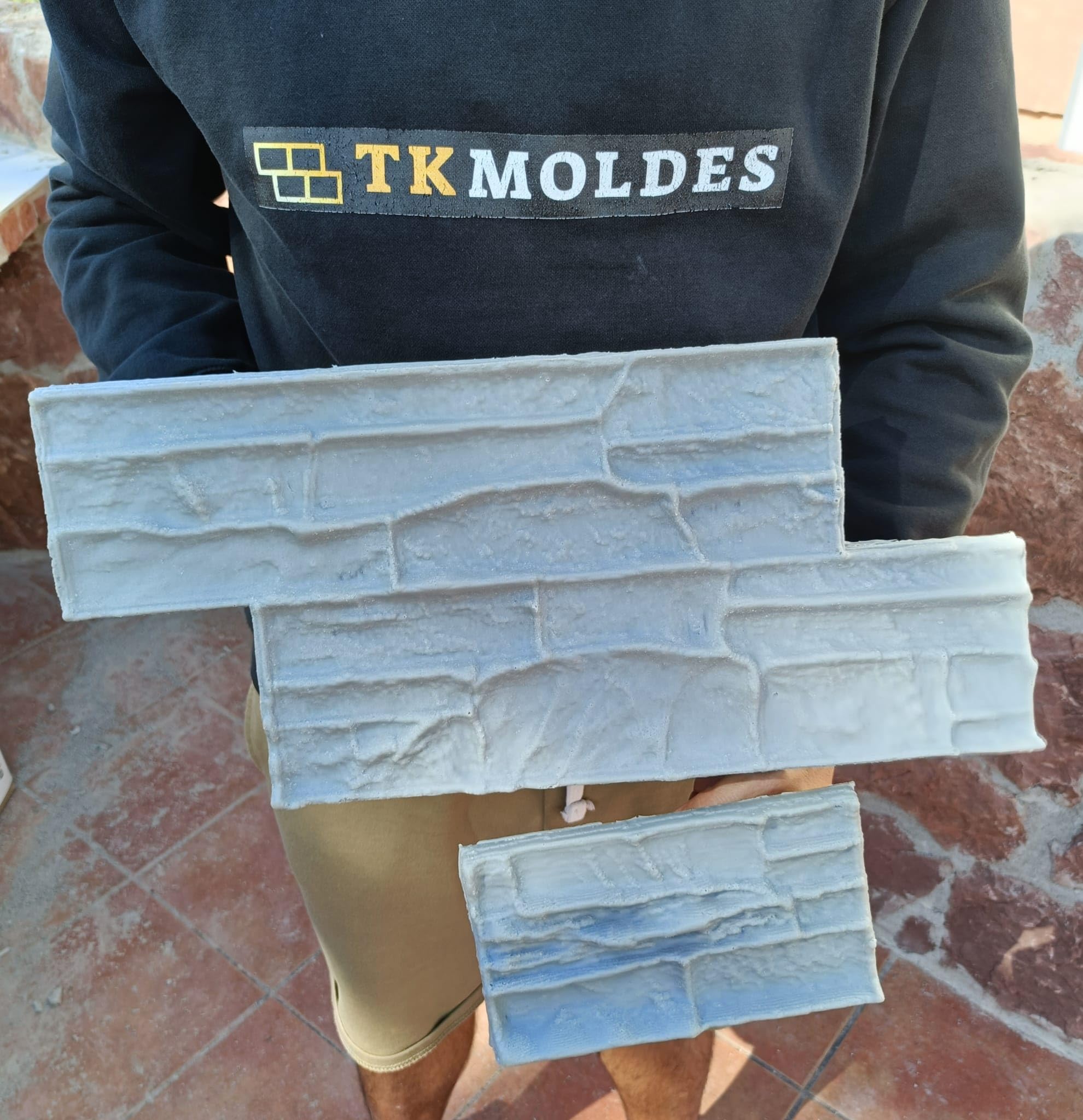 TK Moldes para hormigon impreso, mortero impreso y cemento impreso semirígido y reutilizable. Cemento vertical, hormigon vertical, mortero vertical. 40cm x 20cm. (PIEDRA EN Z)