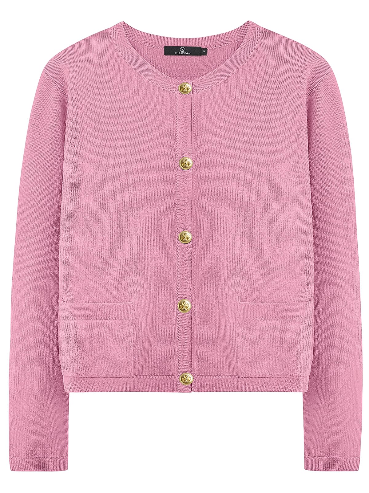 LILLUSORY Women's Cardigan Sweaters 2025 Fall Oufits Clothes Fashion Trendy Long Sleeve Tops Casual Knit Jackets LightPink M