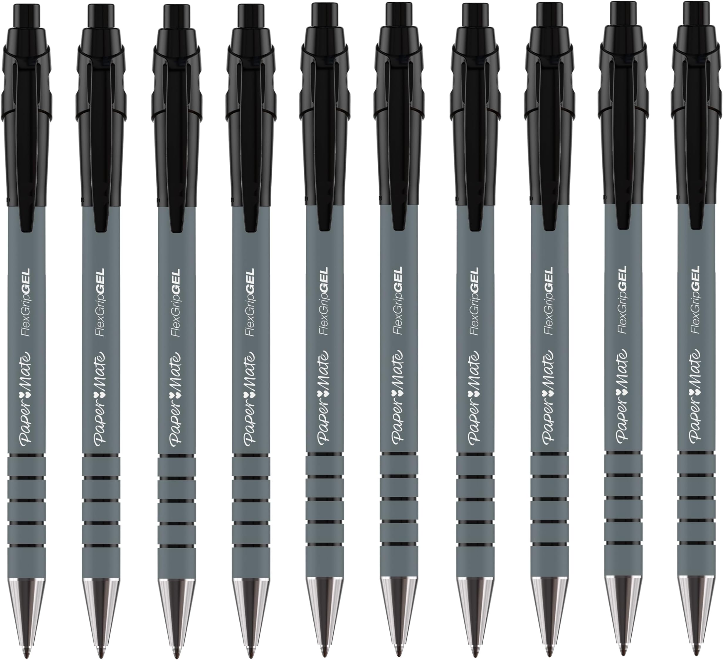 FlexGrip Gel Retractable Pens | Medium Point 0.7mm | Black Ink | Pack of 10