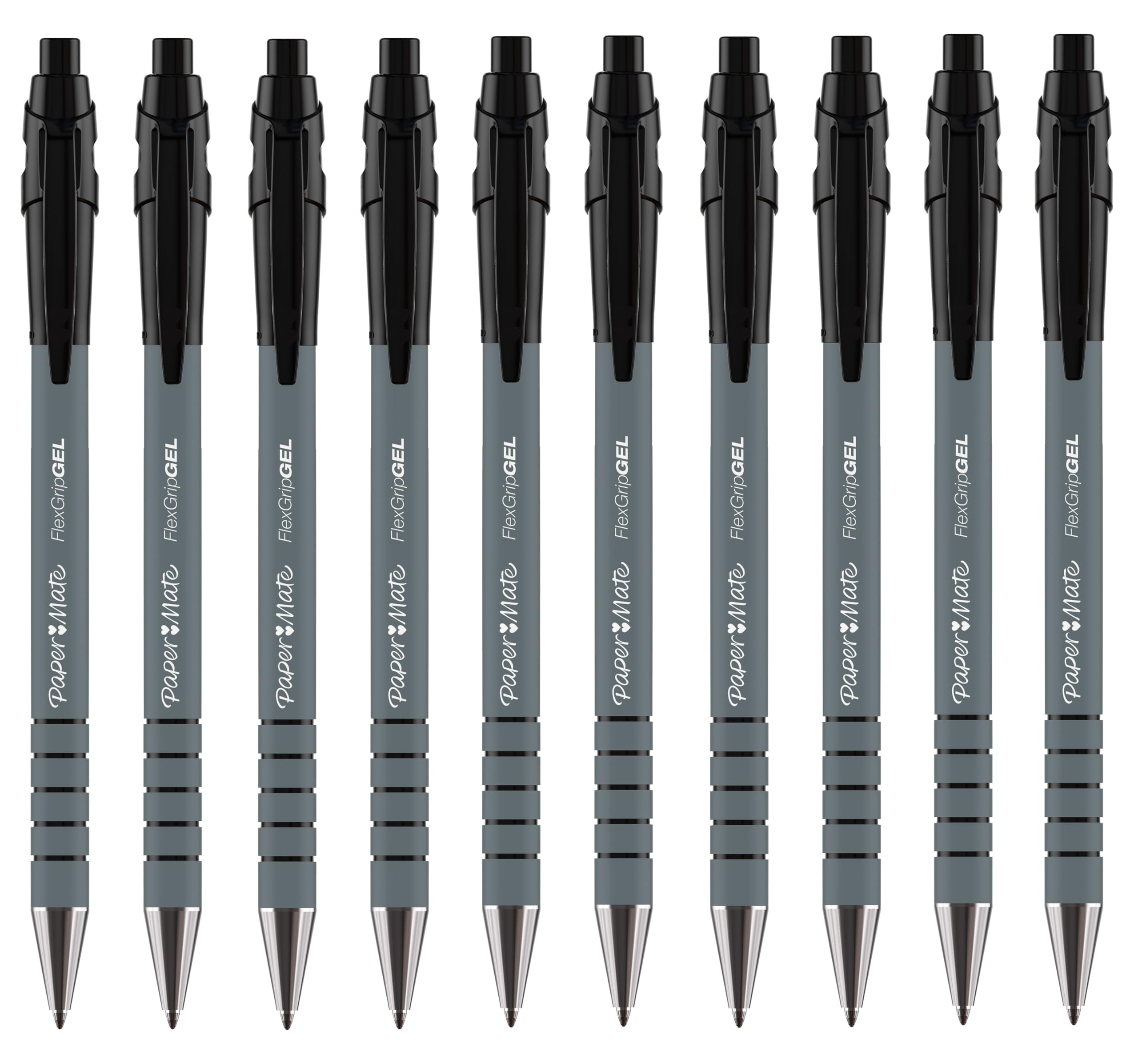 Paper Mate FlexGrip Gel Retractable Pens | Medium Point 0.7mm | Black Ink | Pack of 10